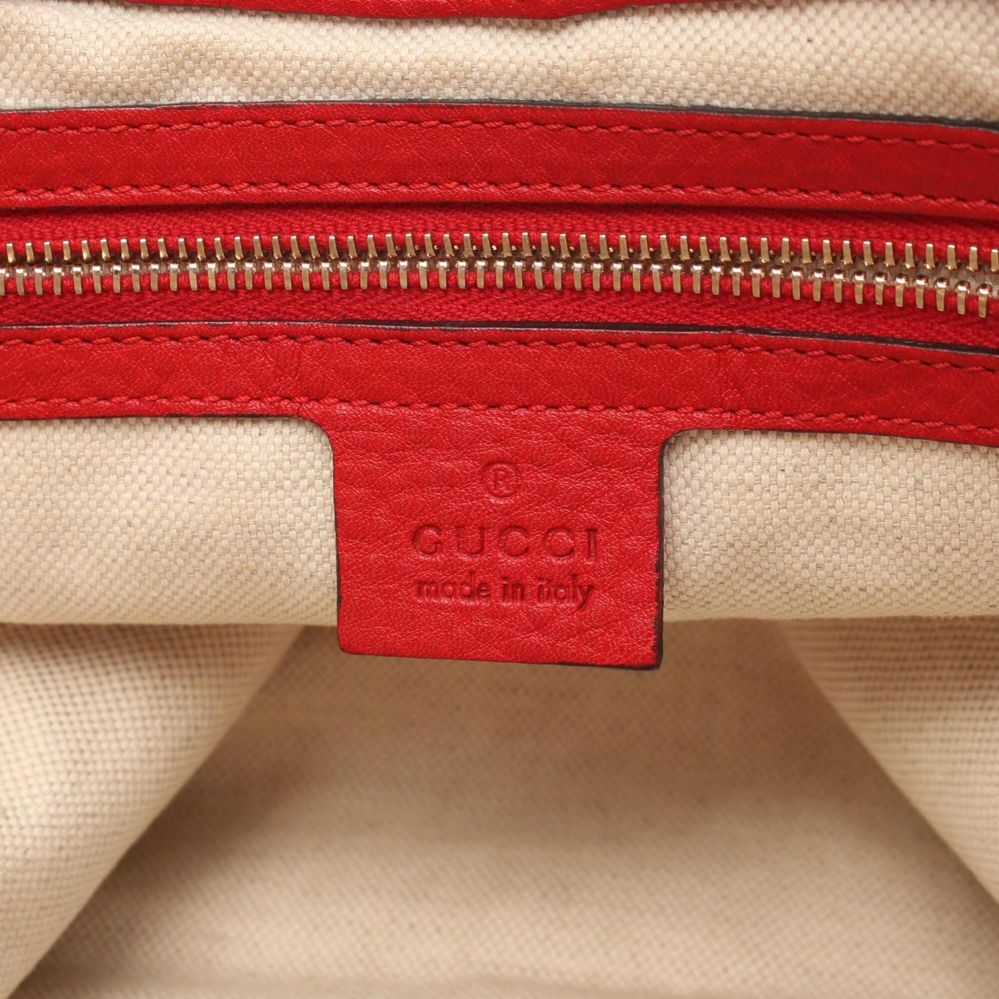 Gucci Red Color Leather Handbag Shoulder Bag (Pre-Owned)