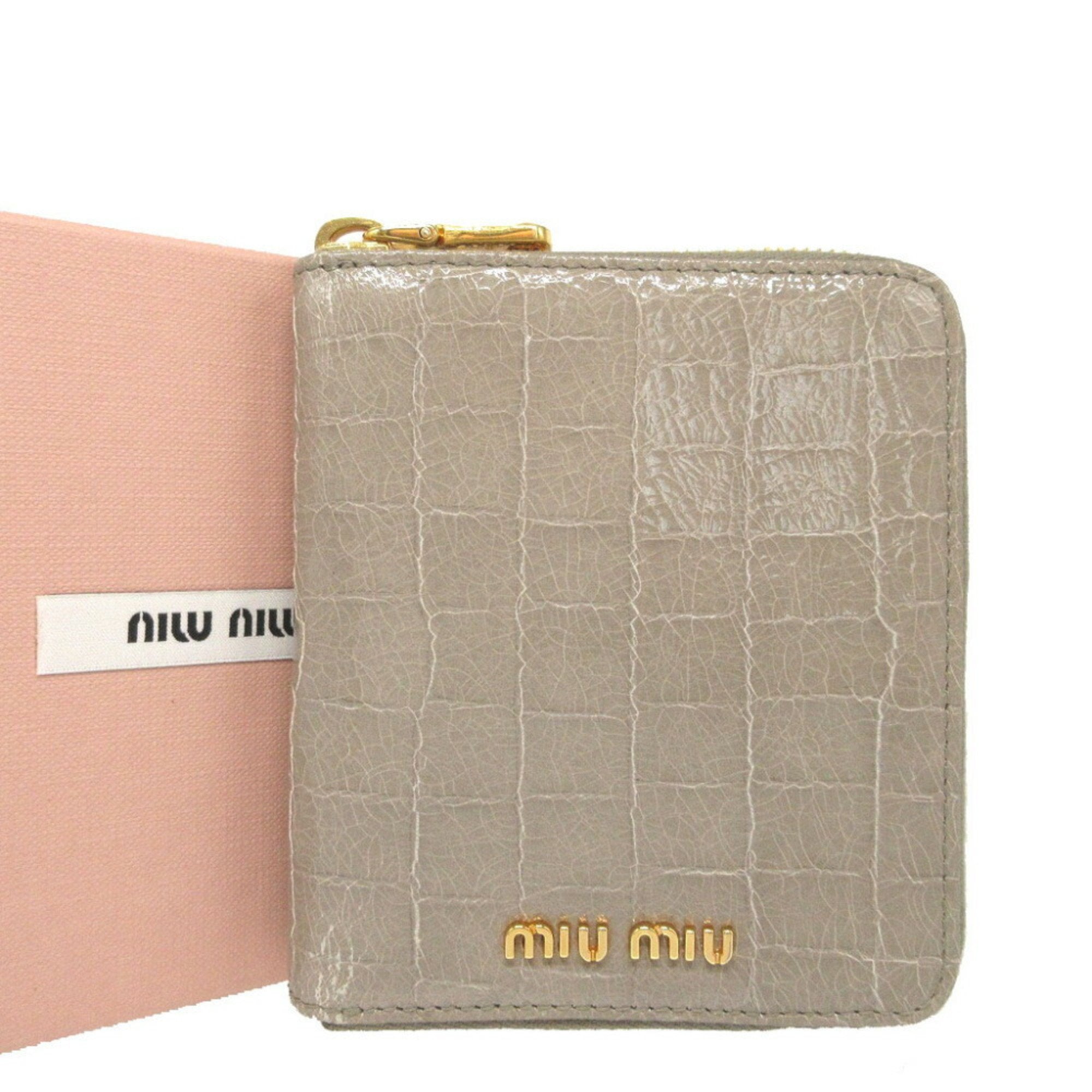 Miu Miu Gray Leather Wallet (Bi-Fold) (Pre-Owned)