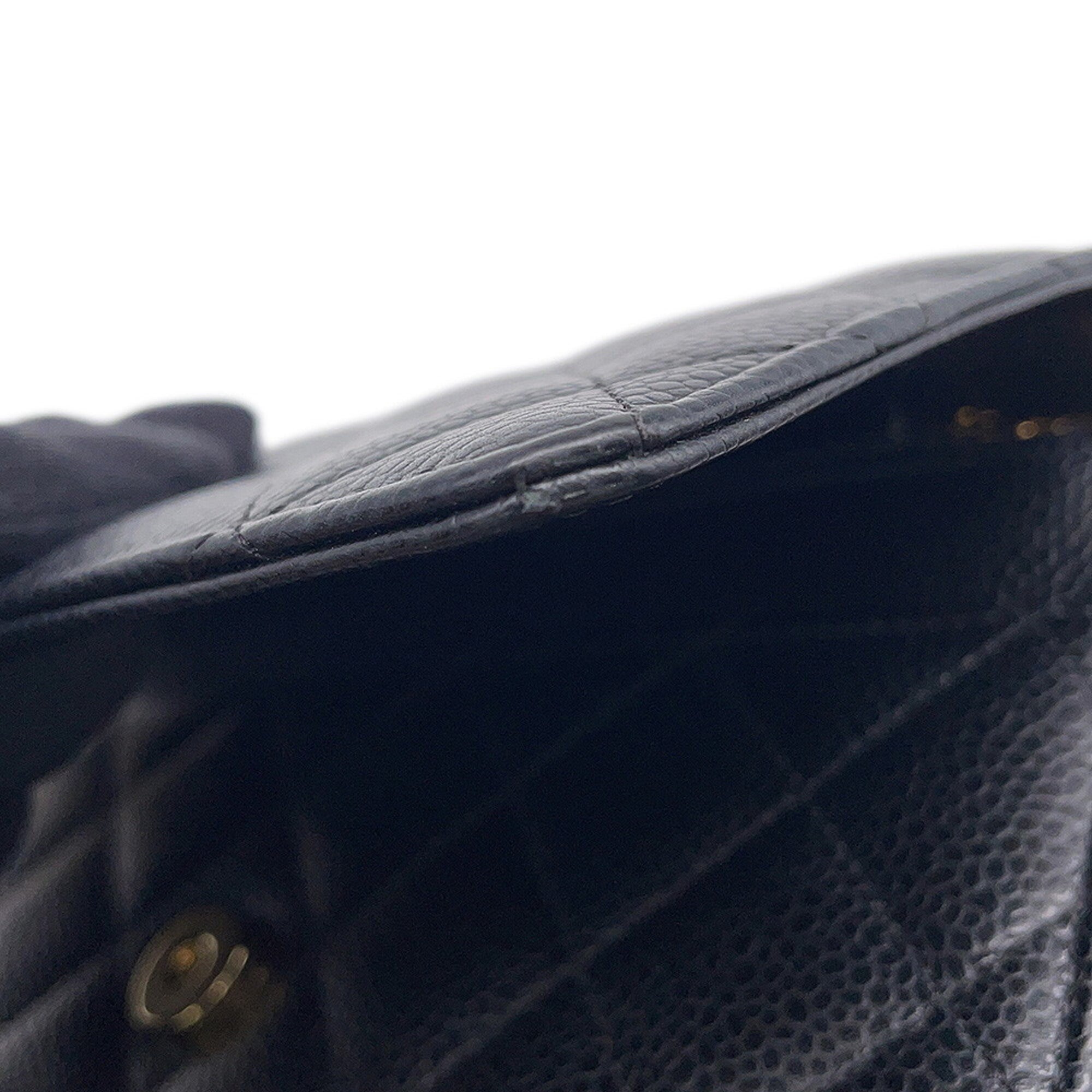 Chanel Black Grained Calfskin Chain/Shoulder Wallet (Pre-Owned)