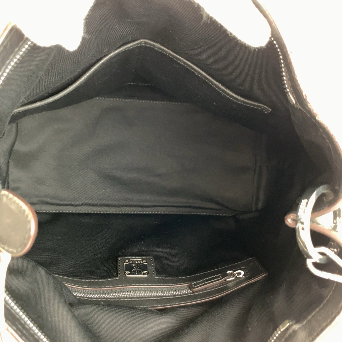 Mcm Beige Black Leather Handbag Shoulder Bag (Pre-Owned)