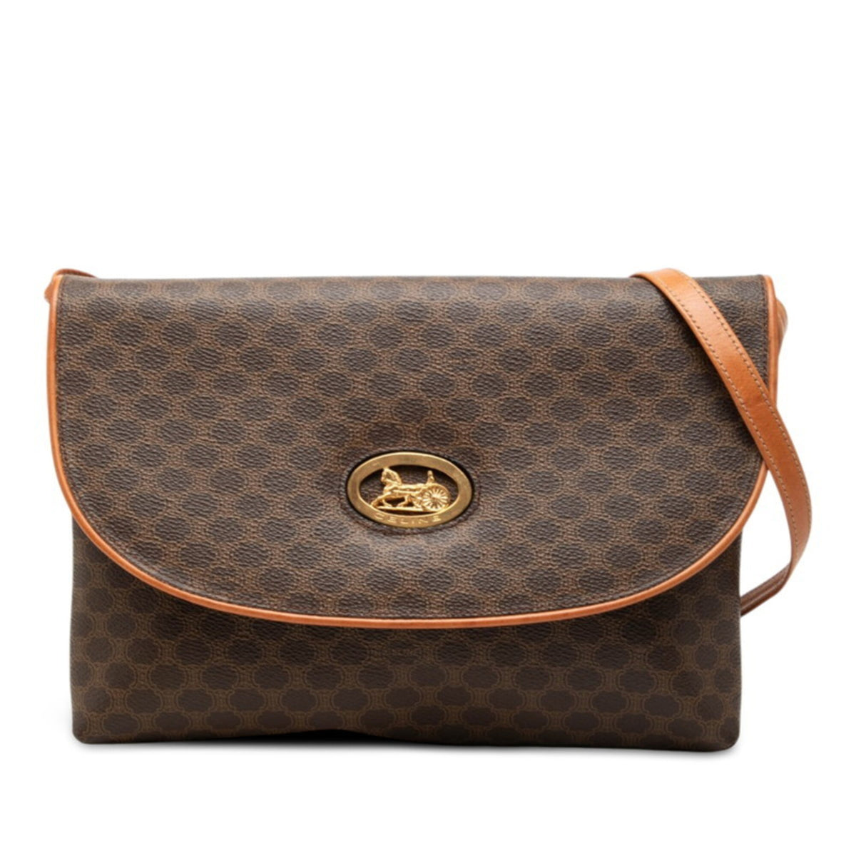 Celine Macadam Brown Pvc Leather Clutch Bag Shoulder Bag (Pre-Owned)