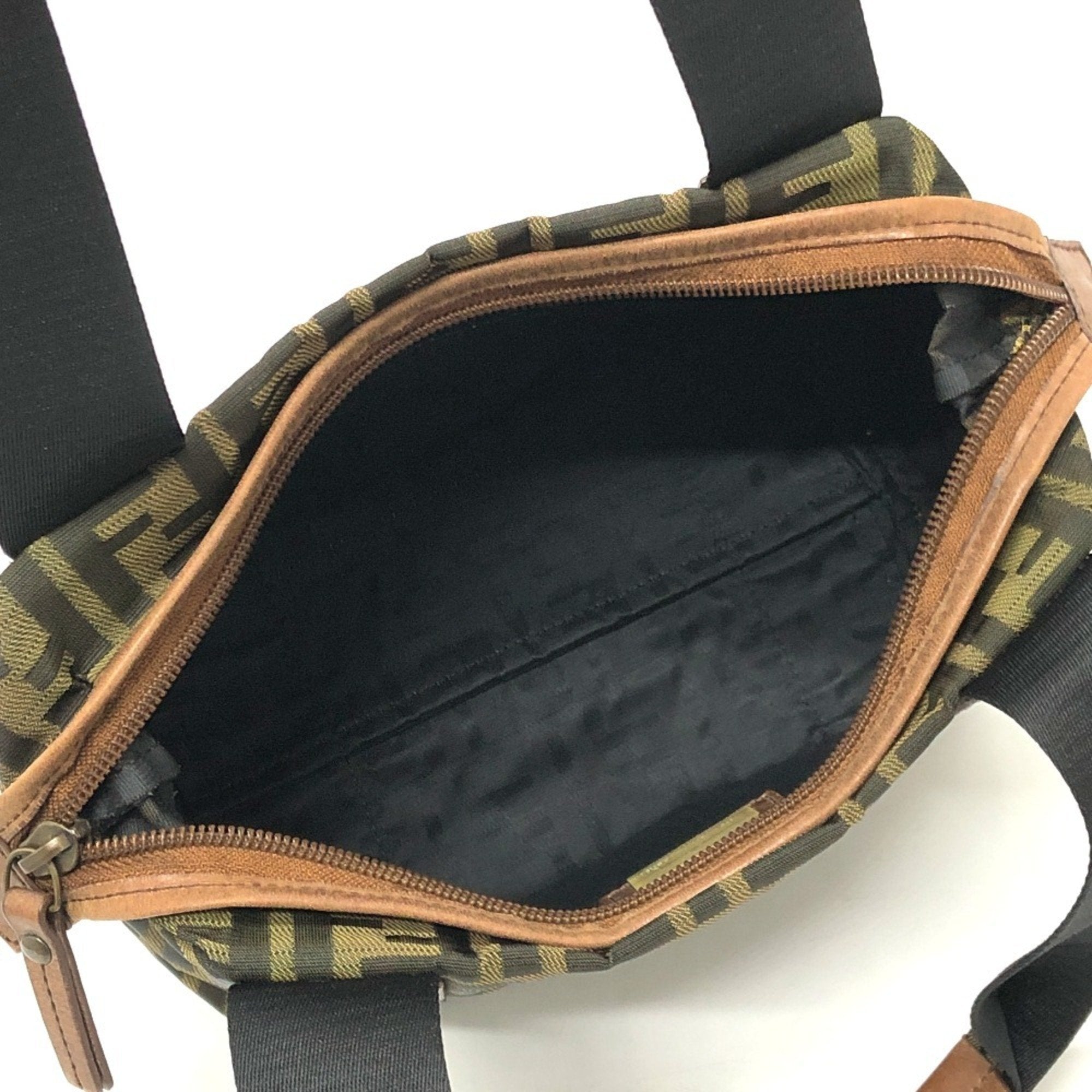 Fendi Zucca Black Brown Canvas Handbag Tote Bag (Pre-Owned)