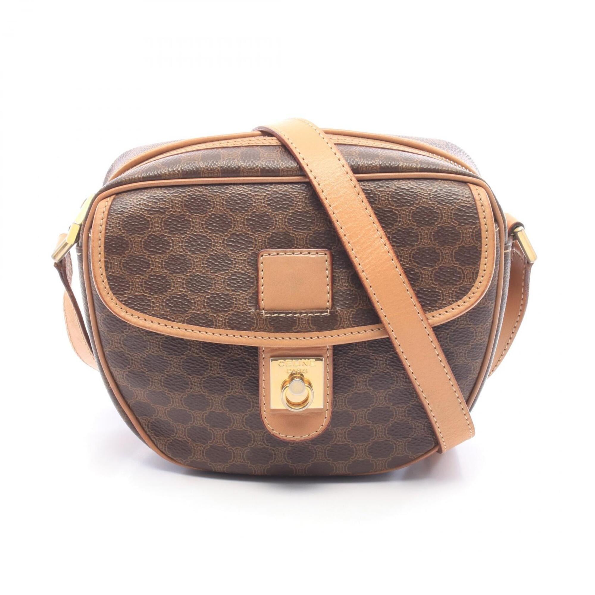 Celine Brown Pvc Coated Canvas Leather Shoulder Bag (Pre-Owned)