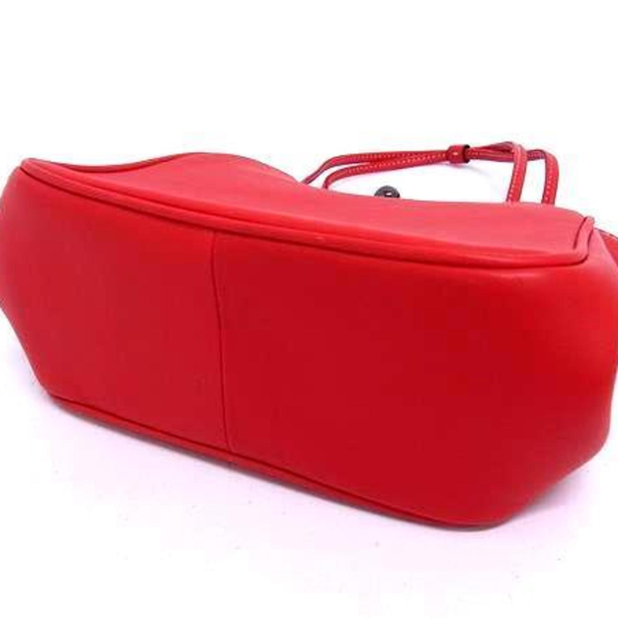 Coach Red Color Leather Handbag Shoulder Bag Tote Bag (Pre-Owned)