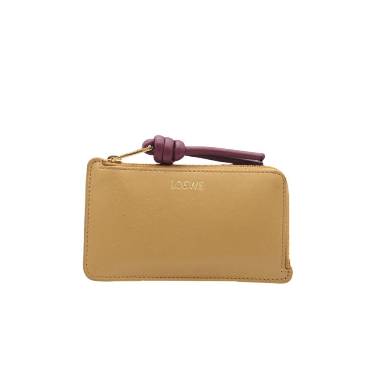 Loewe Bordeaux Yellow Leather Coin Purse/Coin Case (Pre-Owned)