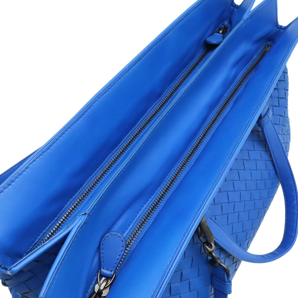 Bottega Veneta Blue Leather Shoulder Bag Tote Bag (Pre-Owned)