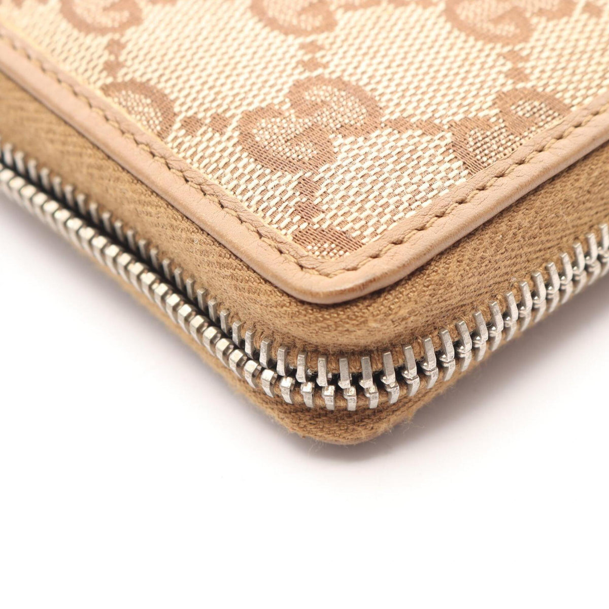 Gucci Beige Brown Gg Canvas Leather Long Wallet (Bi-Fold) (Pre-Owned)