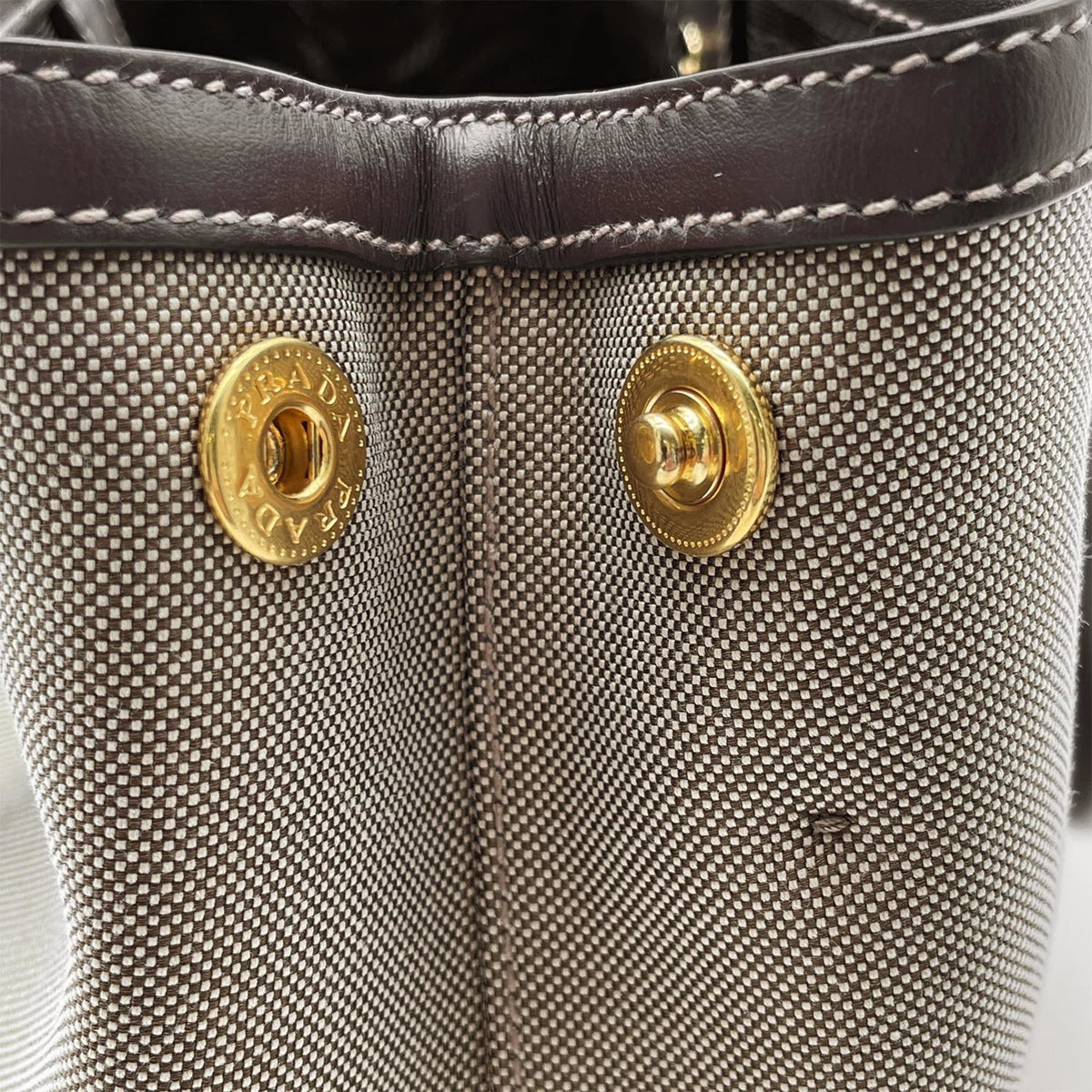 Prada Brown Canvas Leather Shoulder Bag (Pre-Owned)
