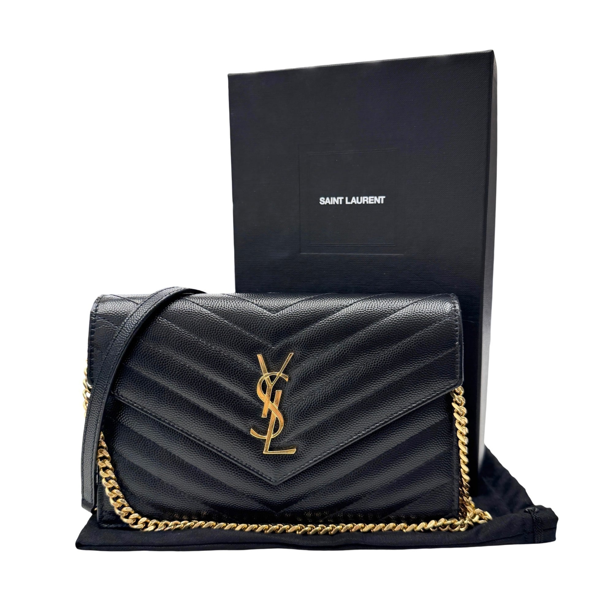 Saint Laurent Black Chain/Shoulder Wallet (Pre-Owned)