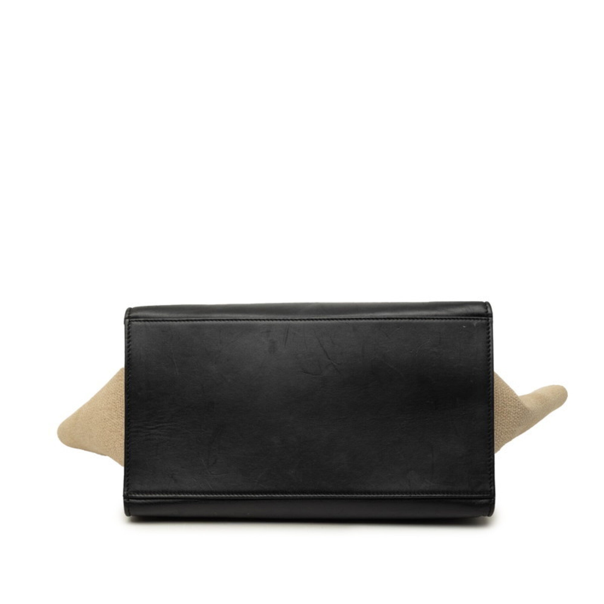 Celine Beige Black Gray Leather Handbag Shoulder Bag (Pre-Owned)