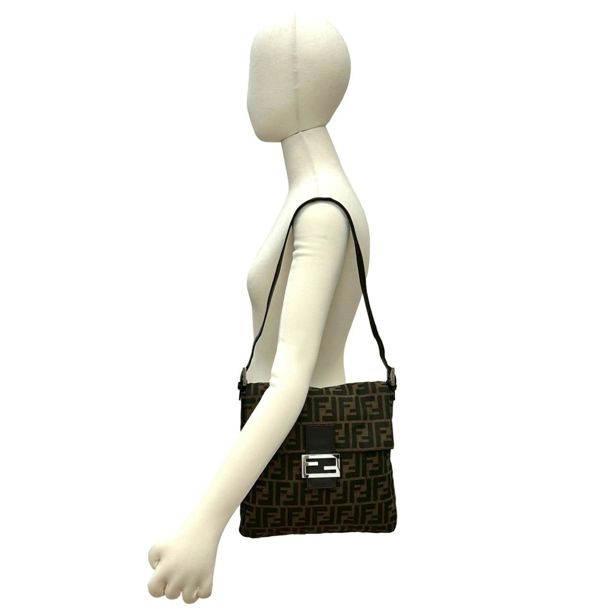 Fendi Brown Canvas Leather Handbag Shoulder Bag (Pre-Owned)