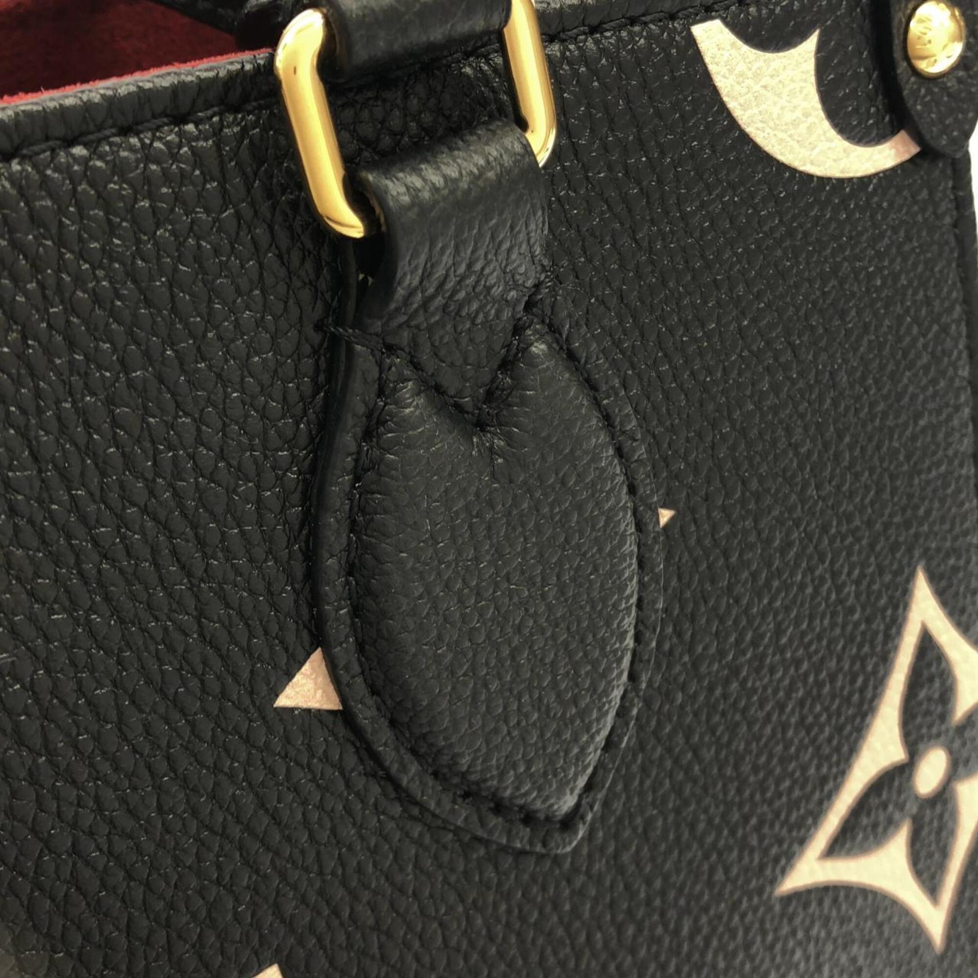 Louis Vuitton Beige Black Leather Handbag (Pre-Owned)