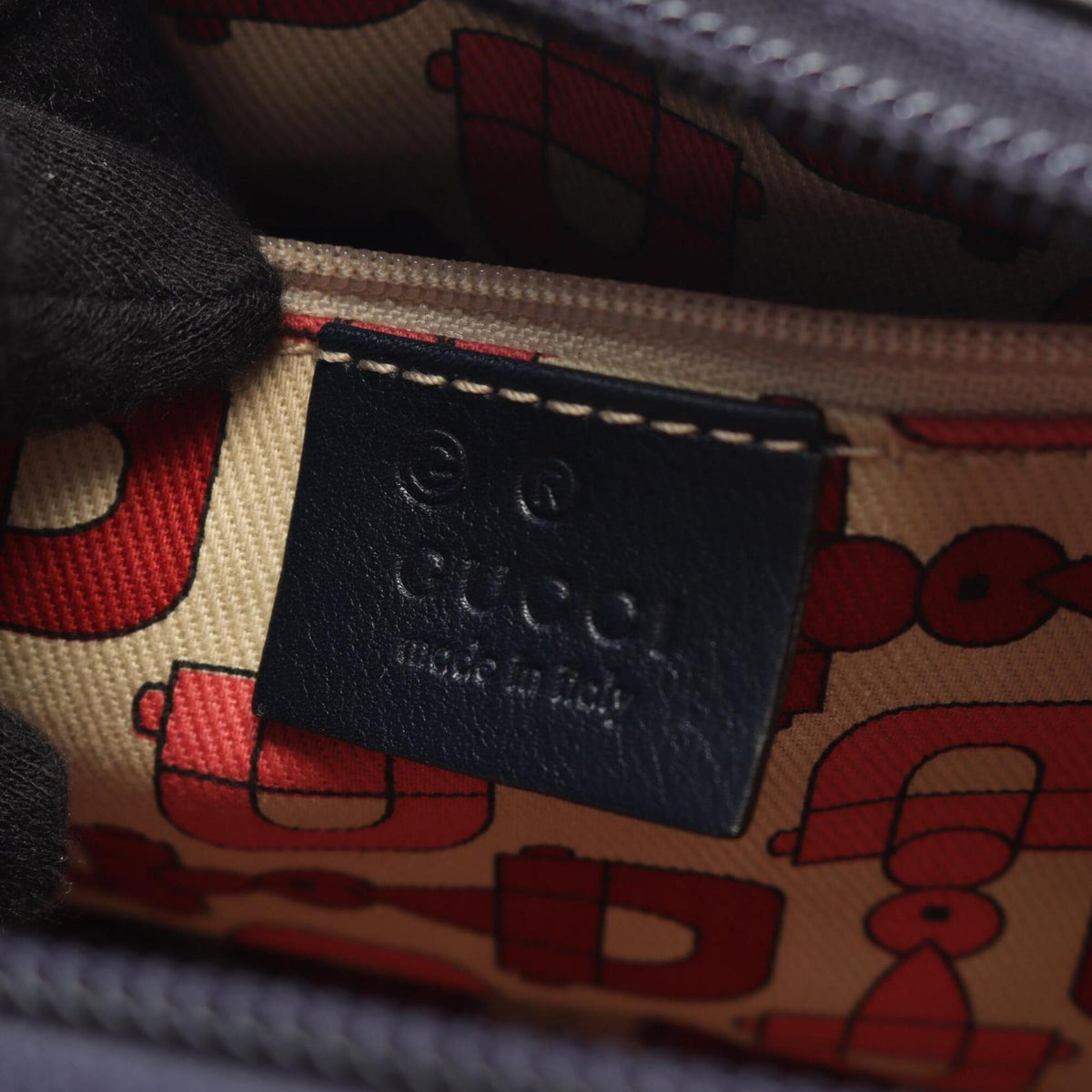 Gucci Navy Canvas Leather Handbag (Pre-Owned)