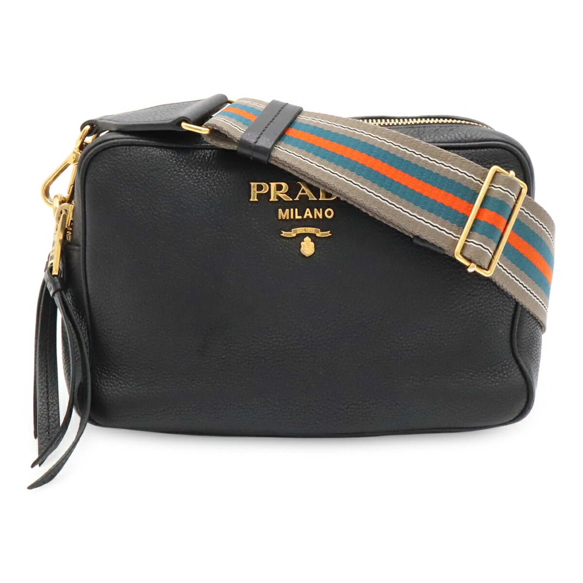 Prada Black Nero Leather Clutch Bag Shoulder Bag (Pre-Owned)