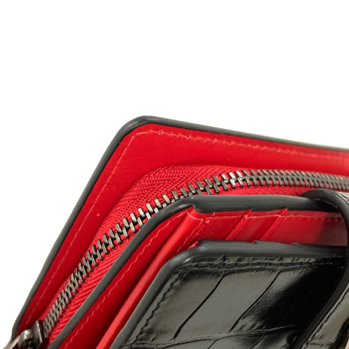 Christian Louboutin Black Red Color Leather Wallet (Bi-Fold) (Pre-Owned)