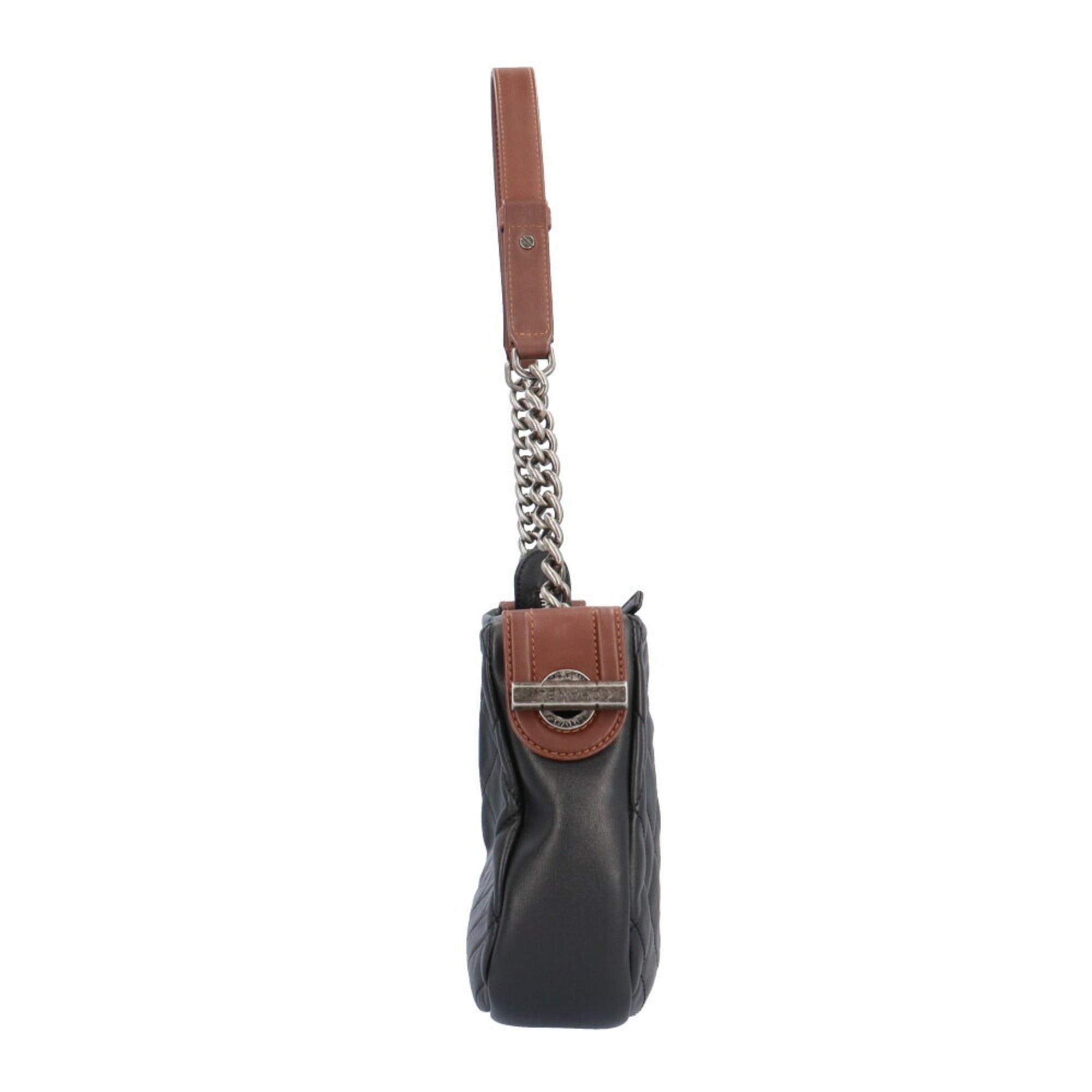 Chanel Black Brown Leather Shoulder Bag (Pre-Owned)