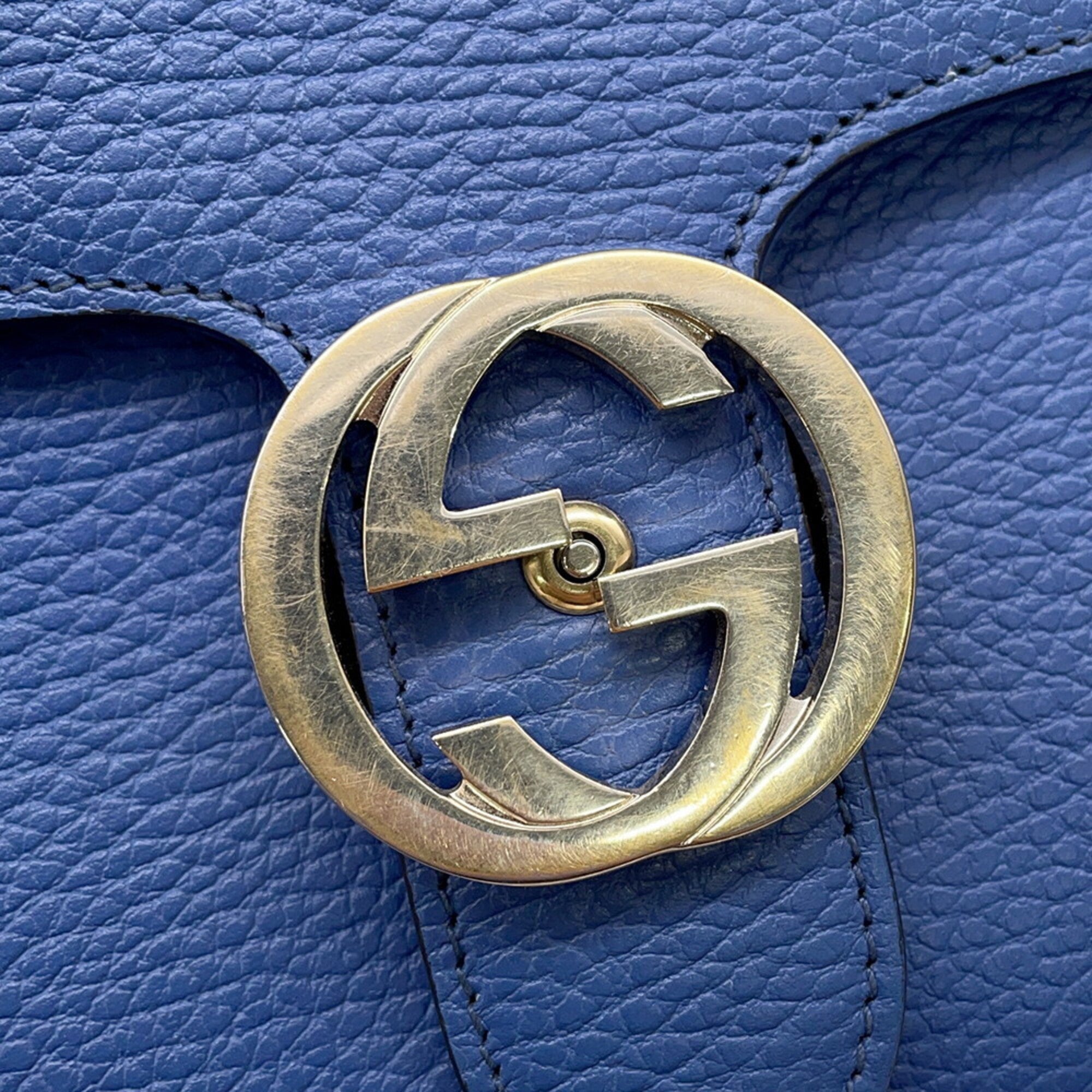 Gucci Black Blue Leather Handbag Shoulder Bag (Pre-Owned)