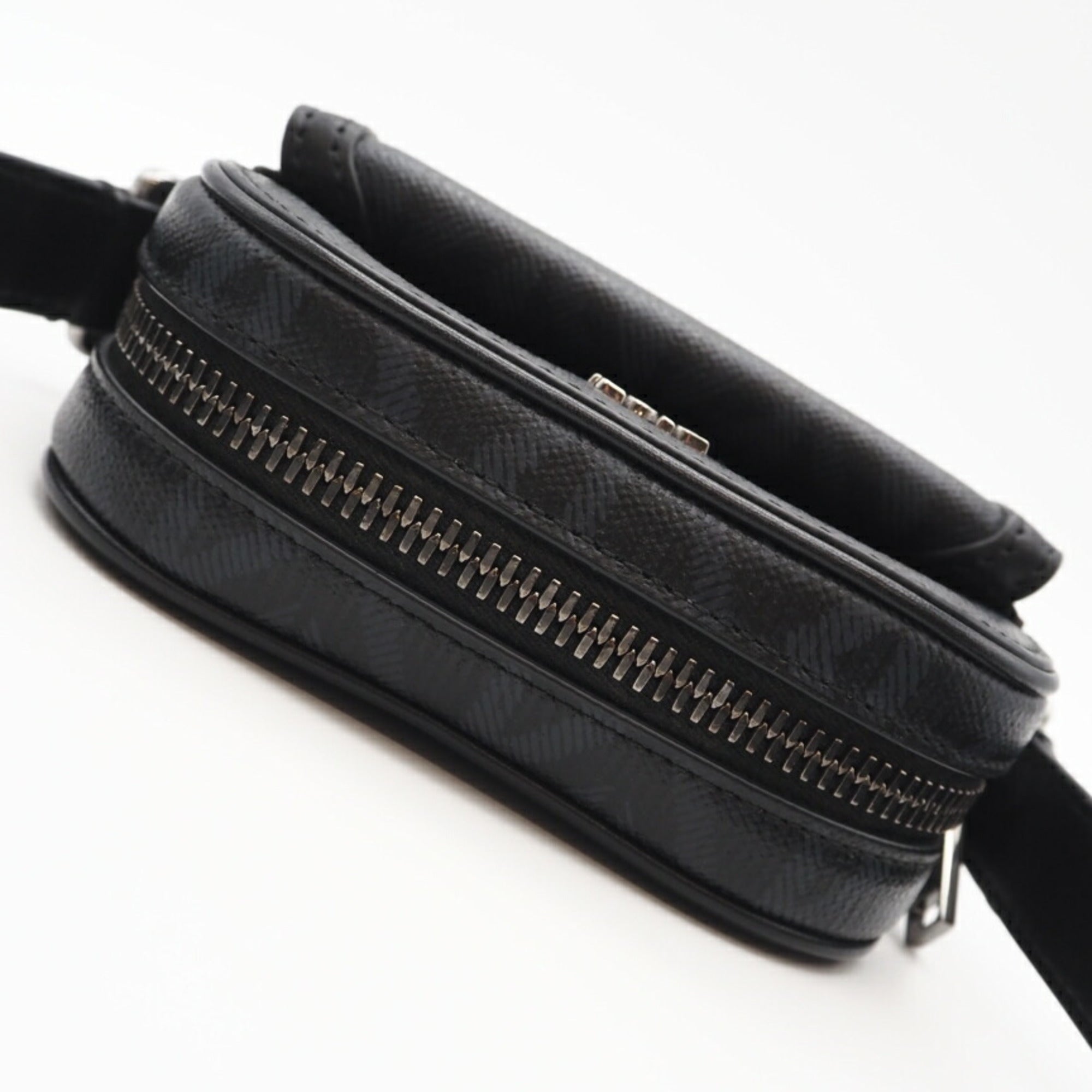 Christian Dior Black Gray Coated Canvas Shoulder Bag (Pre-Owned)