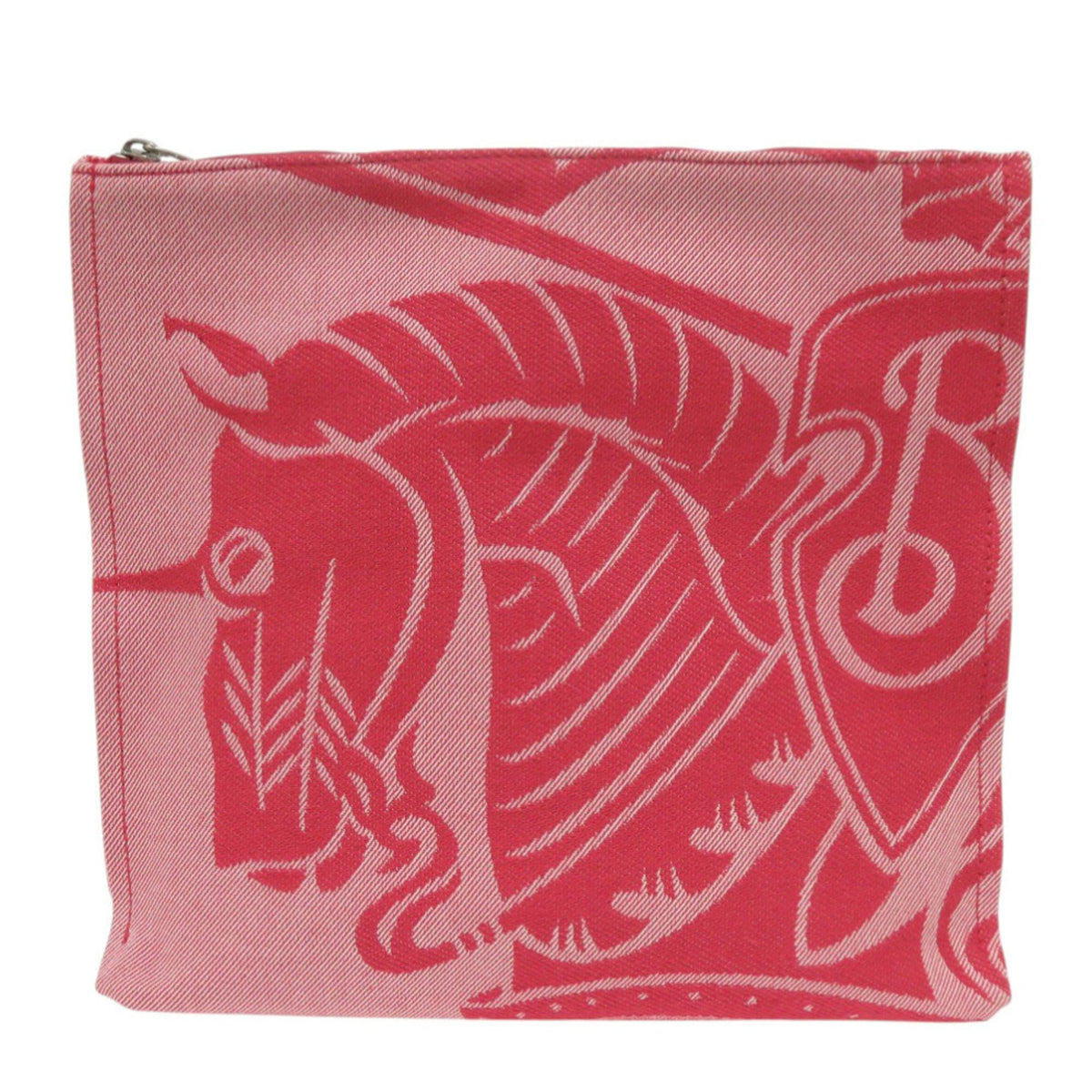 Burberry Red Color Canvas Clutch Bag Pouch (Pre-Owned)