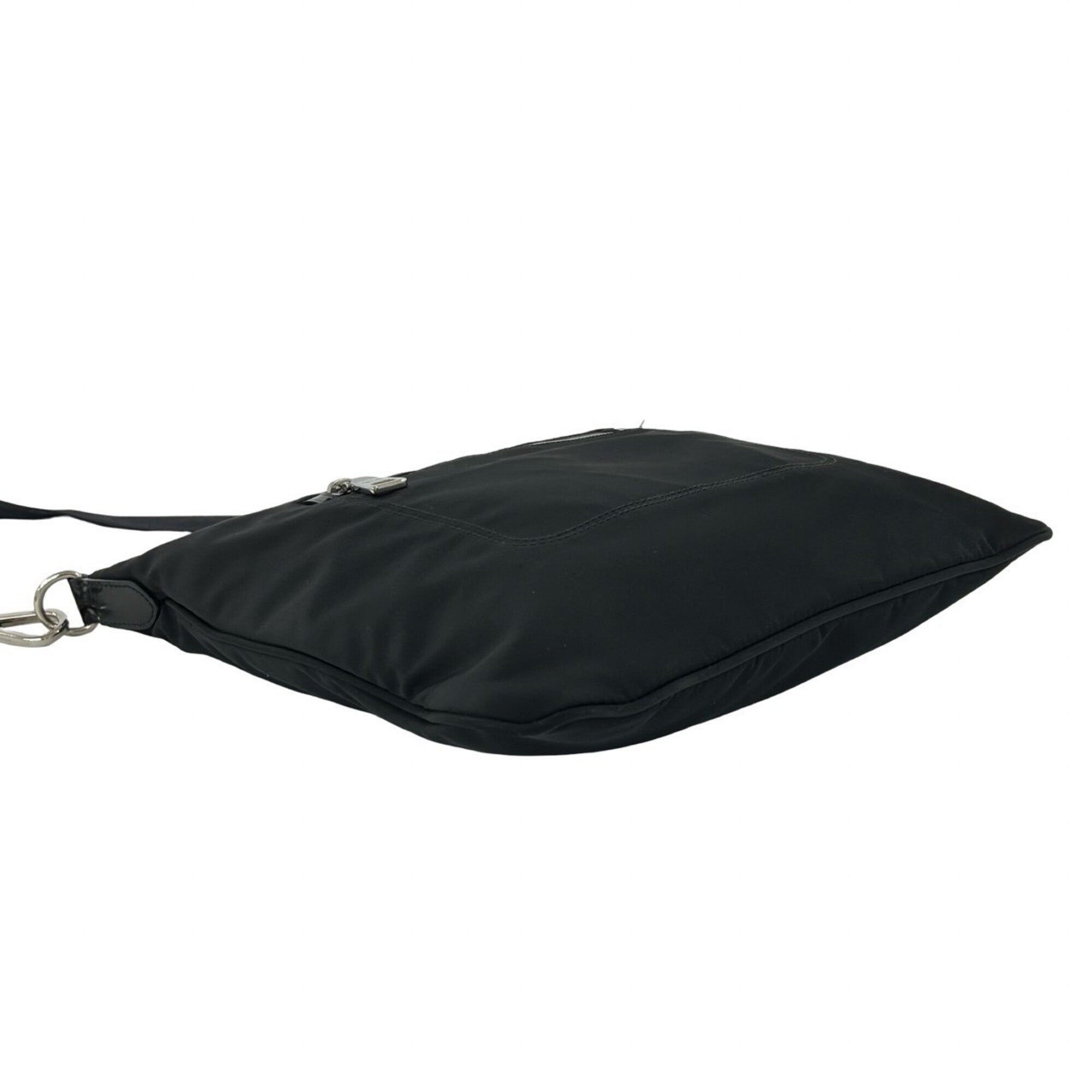 Prada Black Nylon Patent Leather Pochette Shoulder Bag (Pre-Owned)