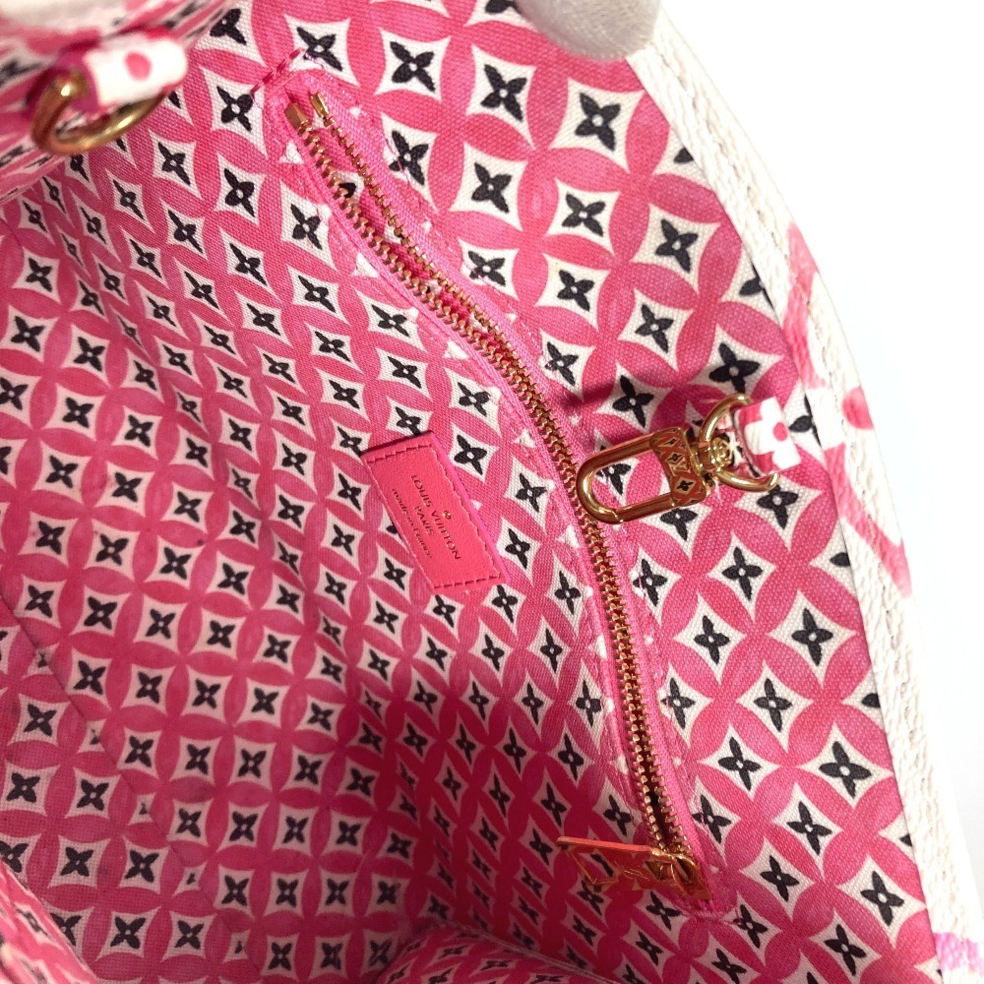 Louis Vuitton Pink White Monogram Handbag Shoulder Bag Tote Bag (Pre-Owned)