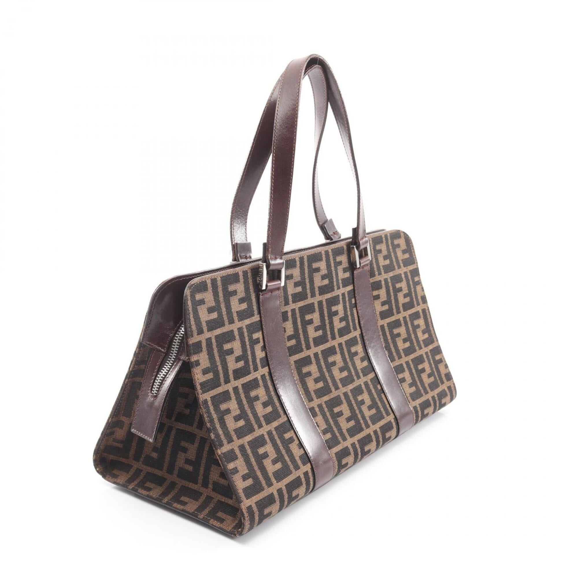 Fendi Brown Canvas Leather Handbag (Pre-Owned)