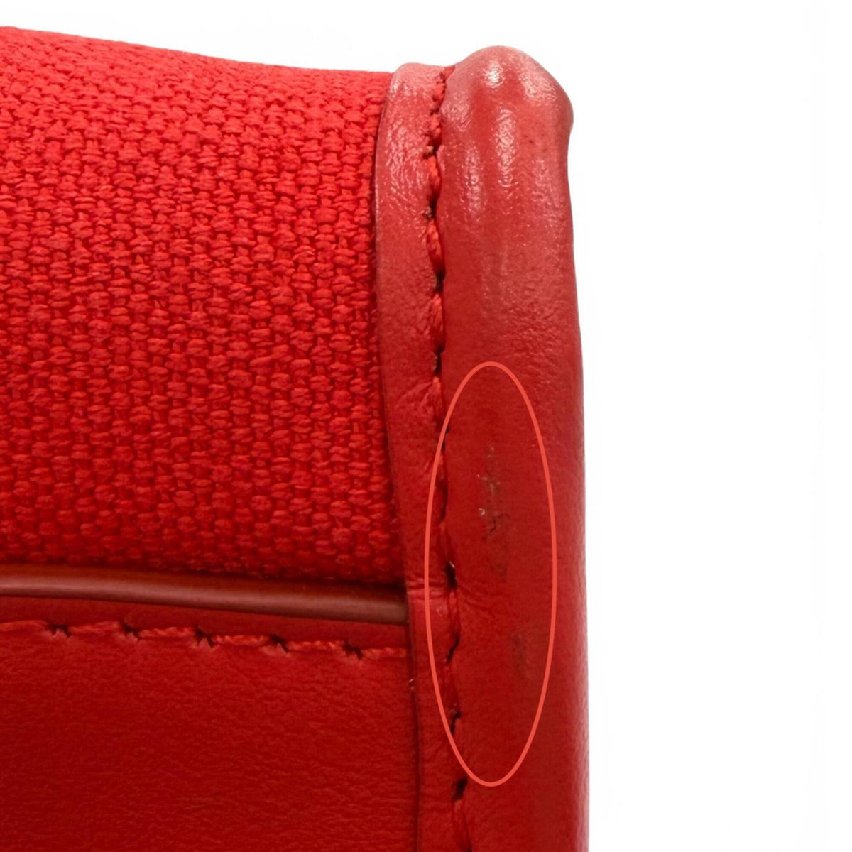 Dolce & Gabbana Red Color Leather Canvas Tote Bag (Pre-Owned)