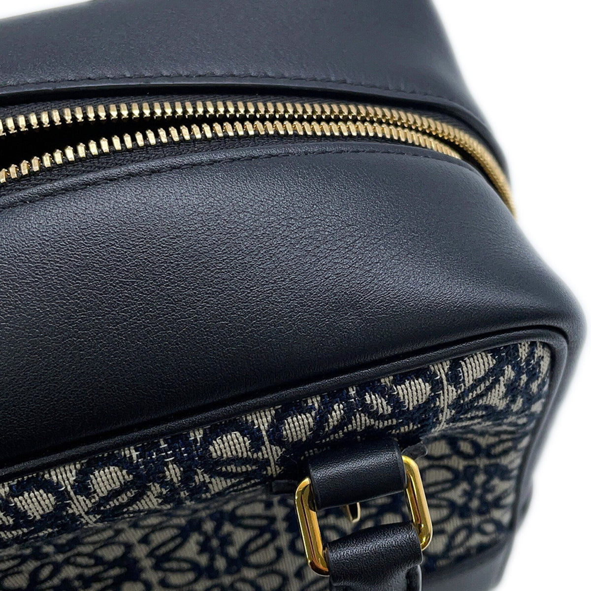 Loewe Amazona Black Gray Canvas Leather Handbag Shoulder Bag (Pre-Owned)