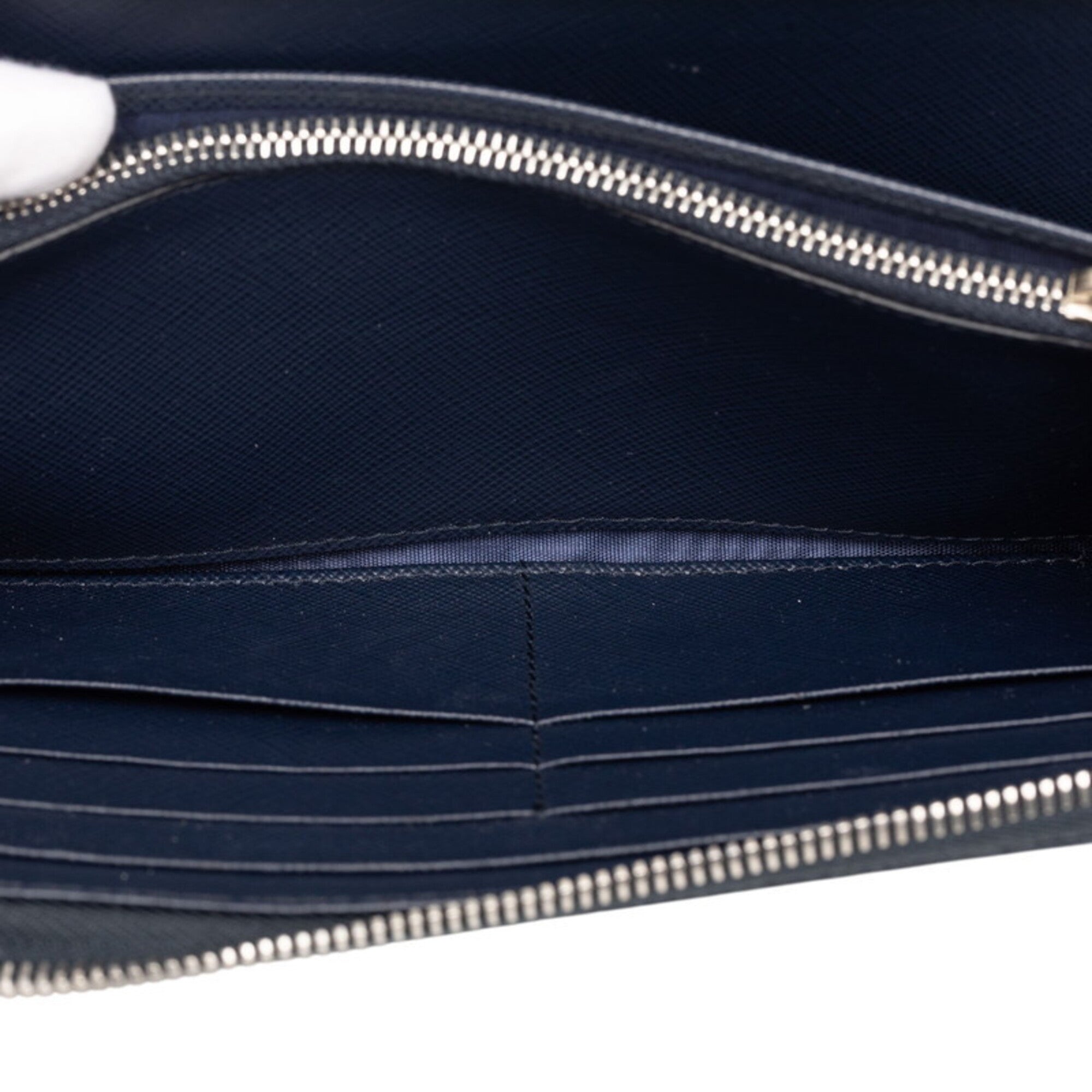 Prada Navy Leather Long Wallet (Bi-Fold) (Pre-Owned)