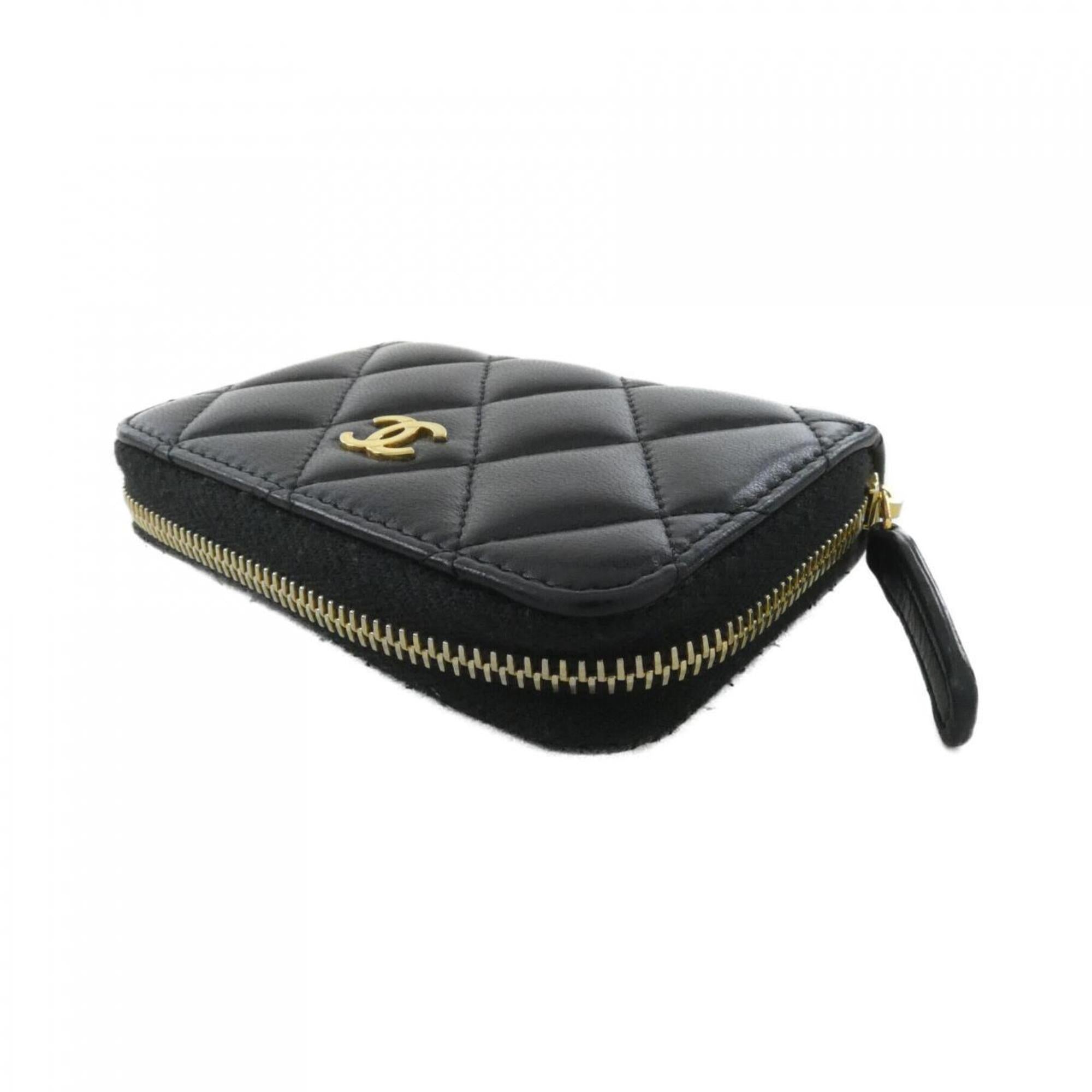 Chanel Black Leather Coin Purse/Coin Case (Pre-Owned)
