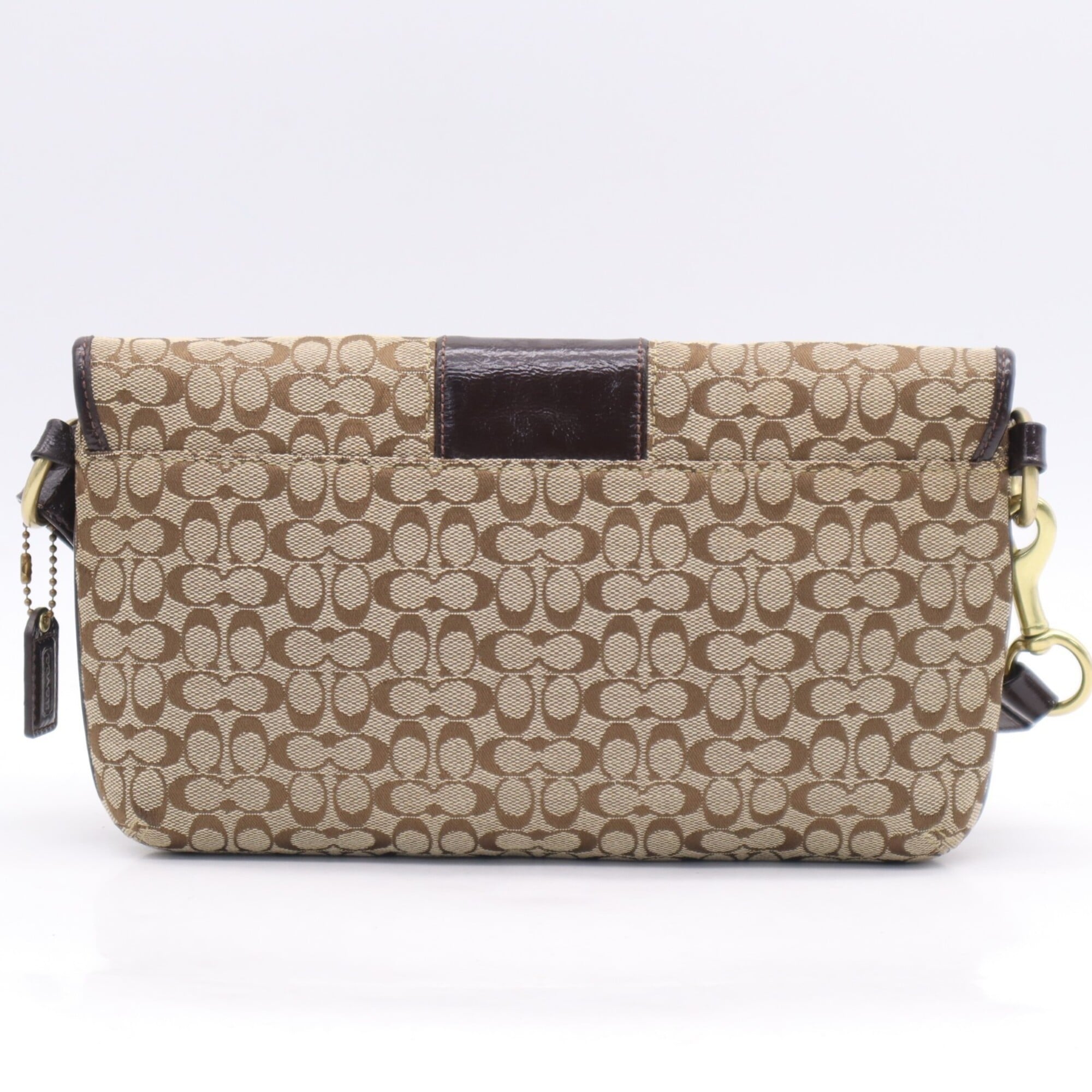 Coach Beige Brown Leather Shoulder Bag (Pre-Owned)