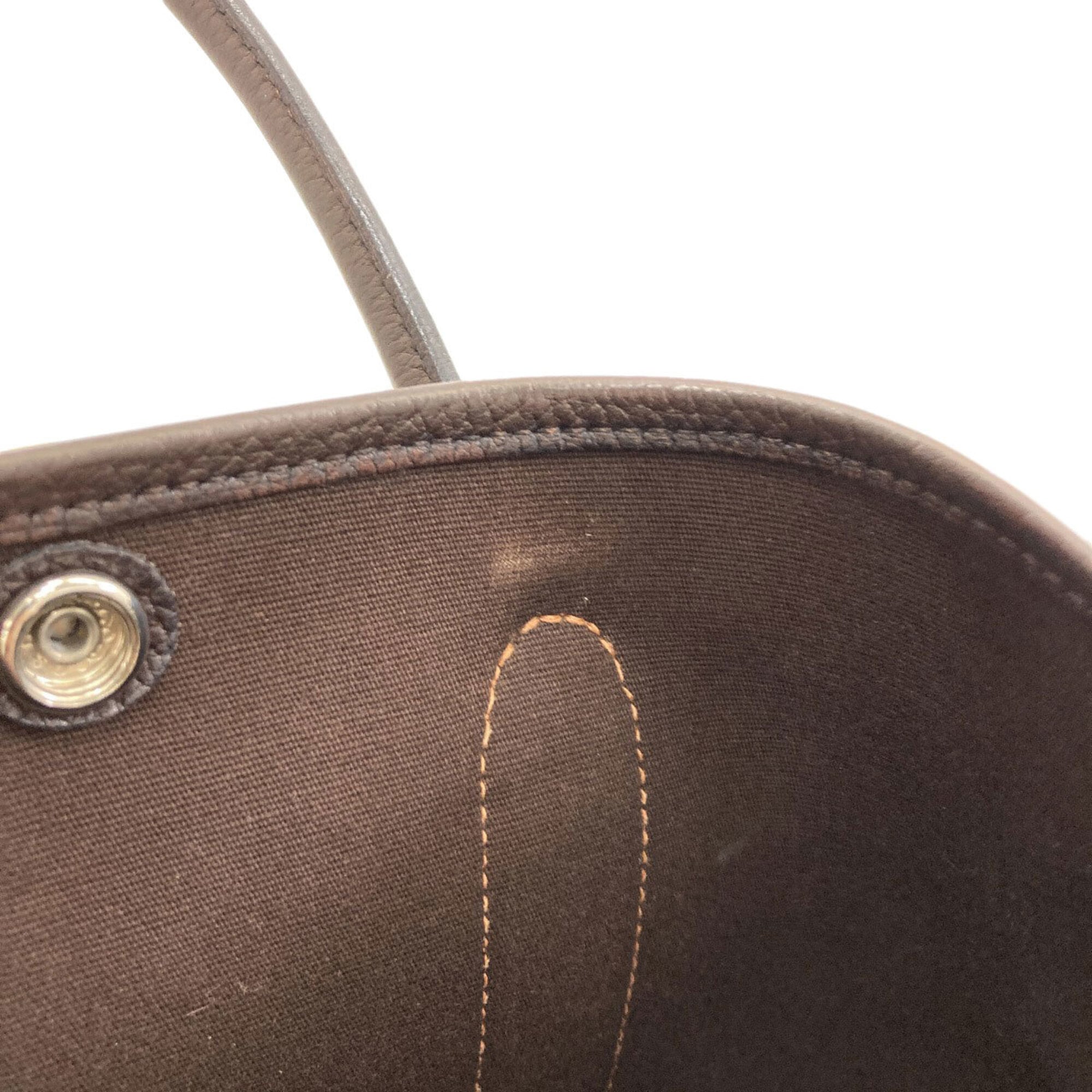 Hermes Dark Brown Toile Officier Tote Bag (Pre-Owned)