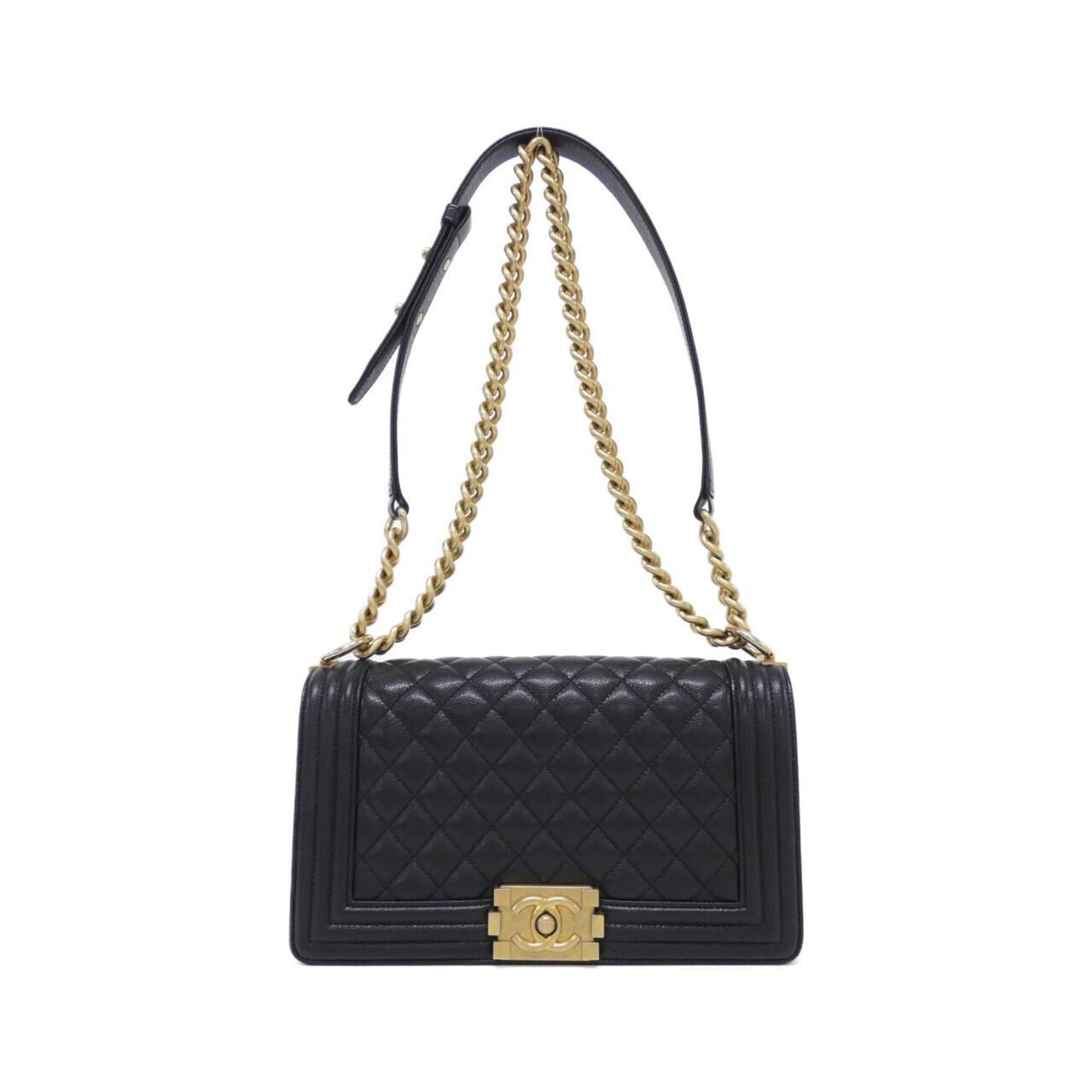 Chanel Black Grained Calfskin Shoulder Bag (Pre-Owned)