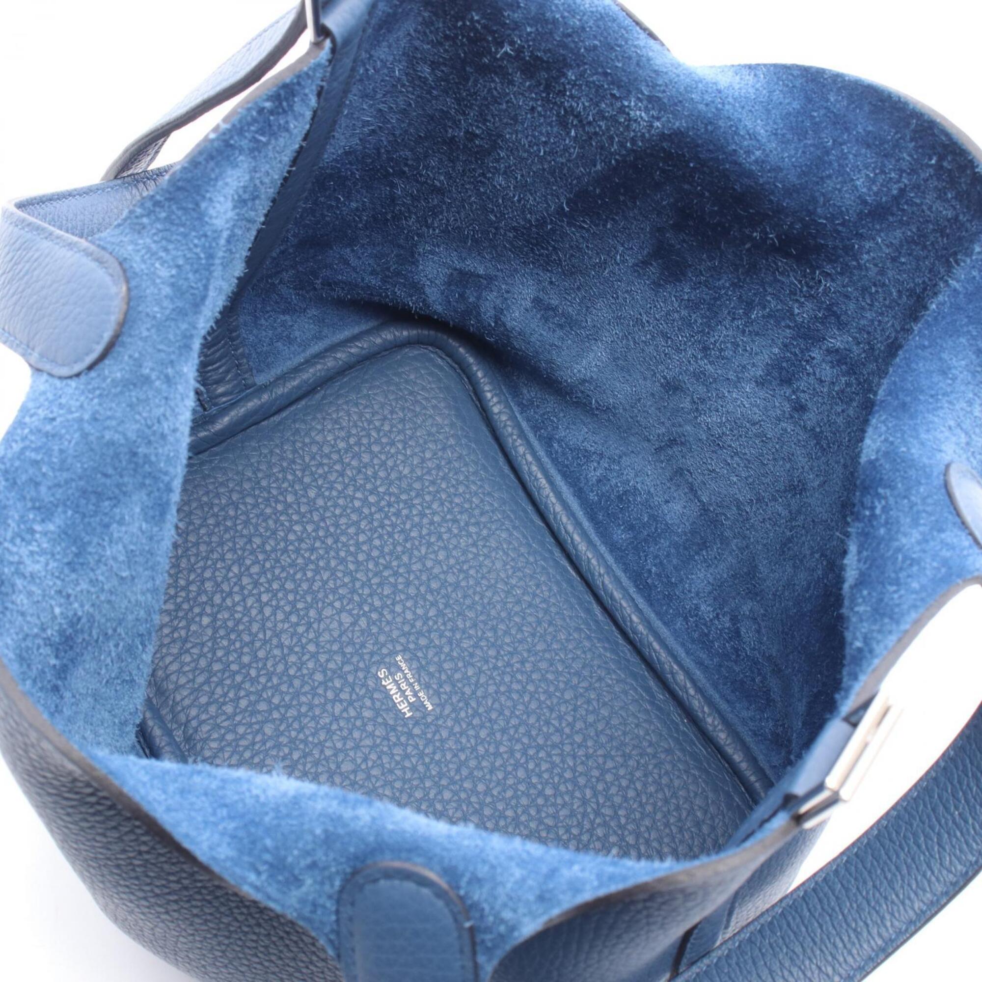 Hermes Blue Taurillon Clemence Leather Leather Handbag (Pre-Owned)