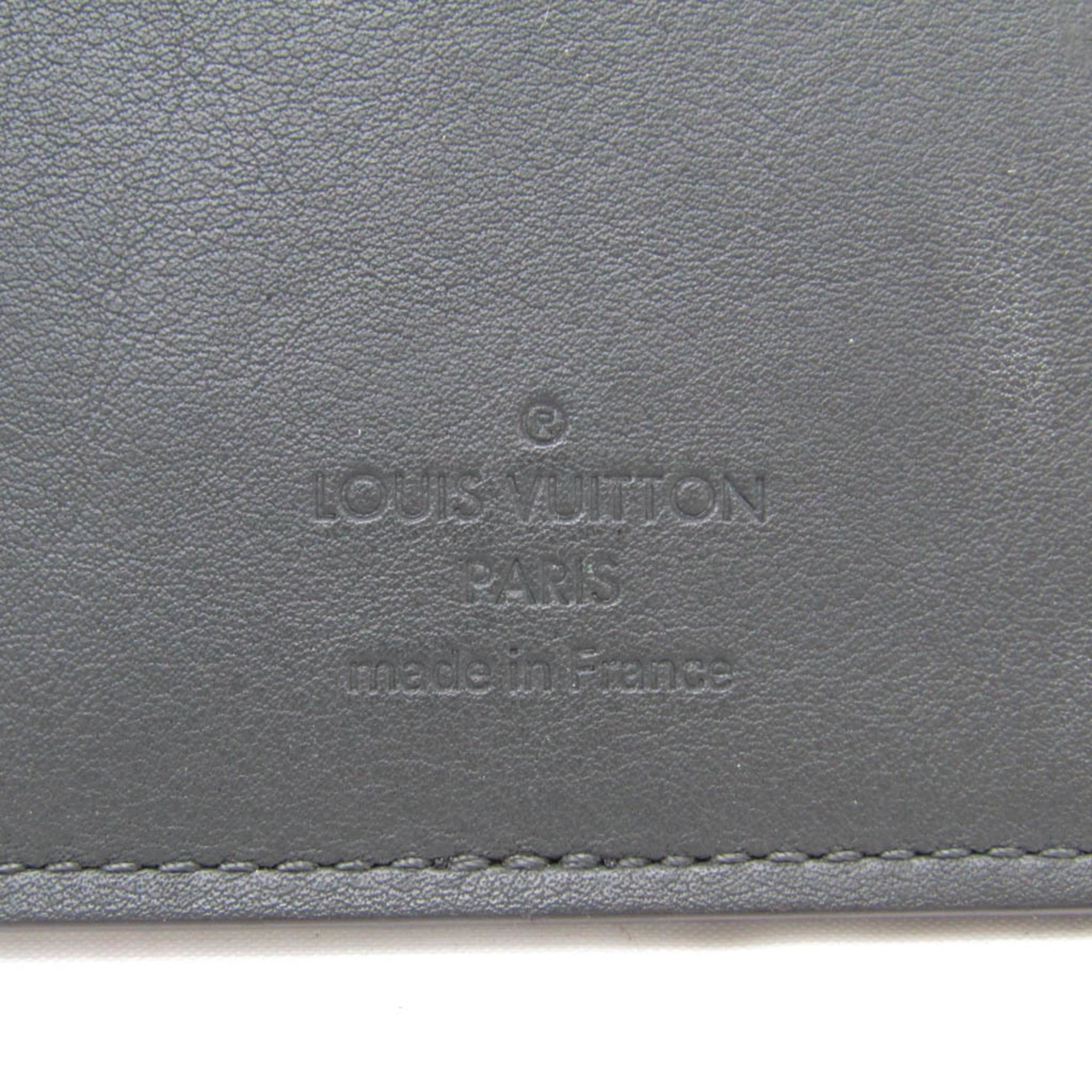 Louis Vuitton Taurillon Lv Charcoal Leather Long Wallet (Bi-Fold) (Pre-Owned)
