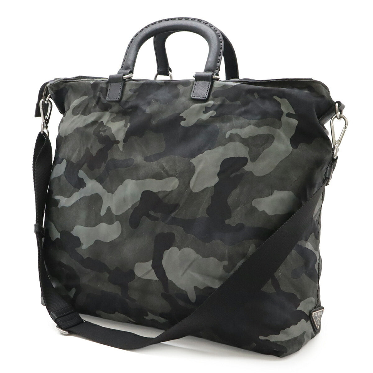 Prada Black Camouflage Green Multi-Color Nylon Shoulder Bag Tote Bag (Pre-Owned)