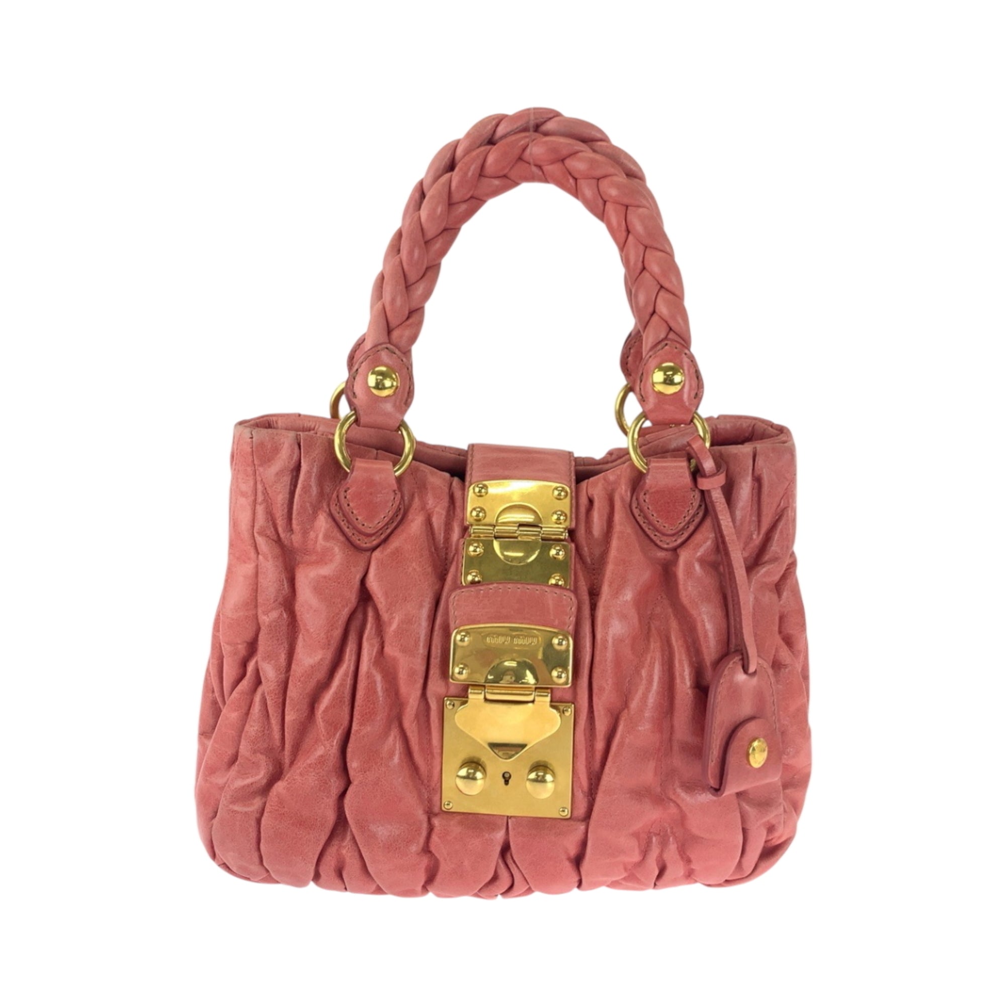 Miu Miu Pink Leather Handbag Tote Bag (Pre-Owned)