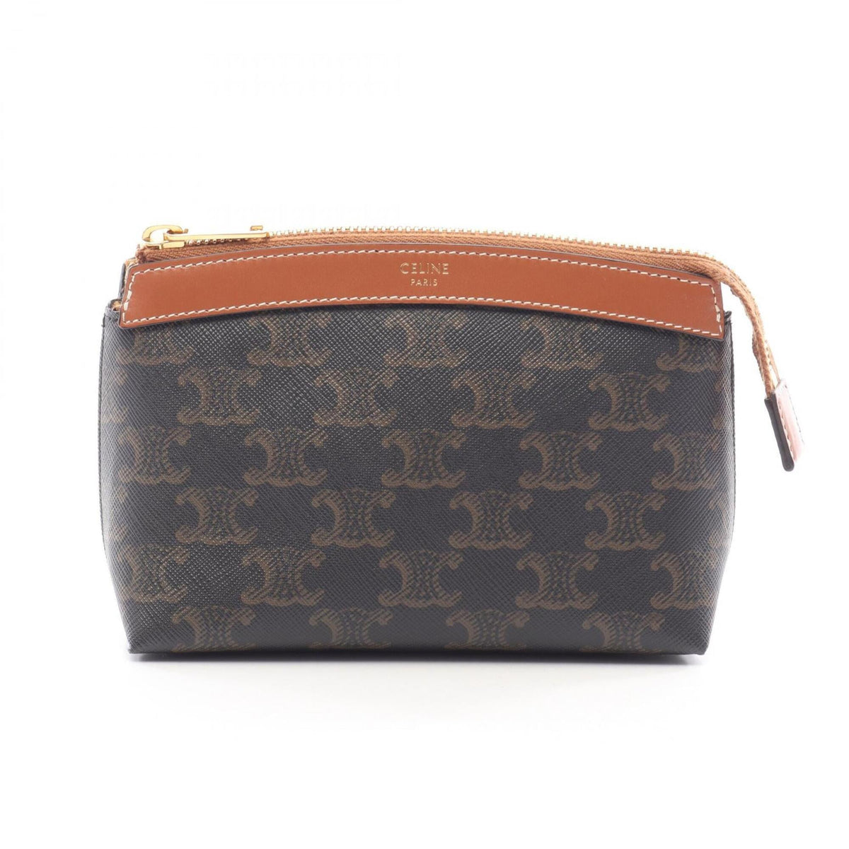 Celine Black Brown Leather Pvc Handbag Pouch (Pre-Owned)