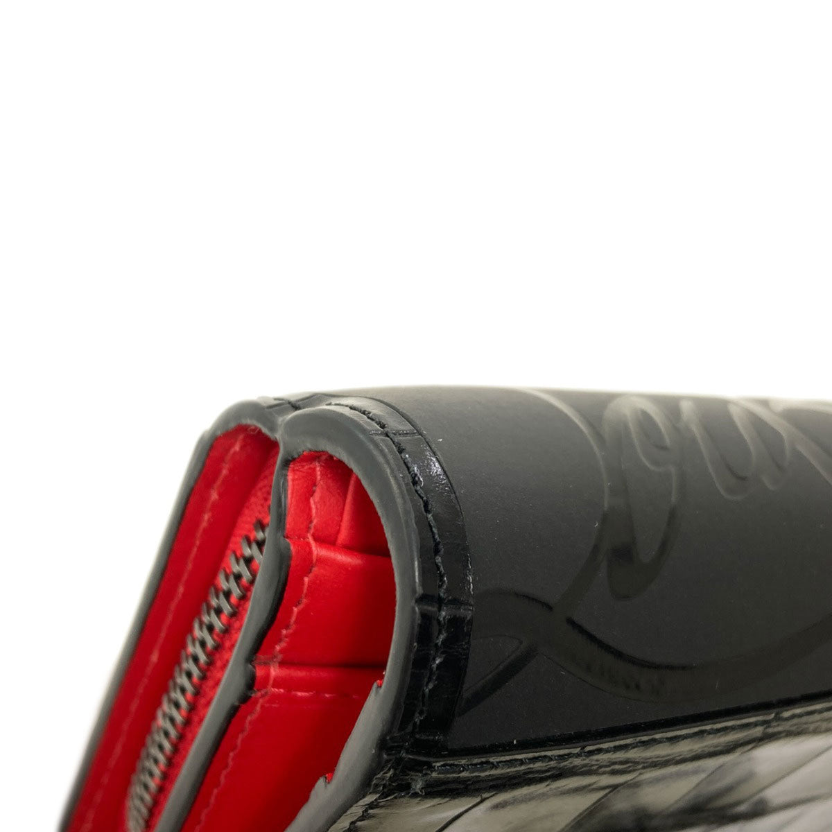 Christian Louboutin Black Red Color Leather Wallet (Bi-Fold) (Pre-Owned)