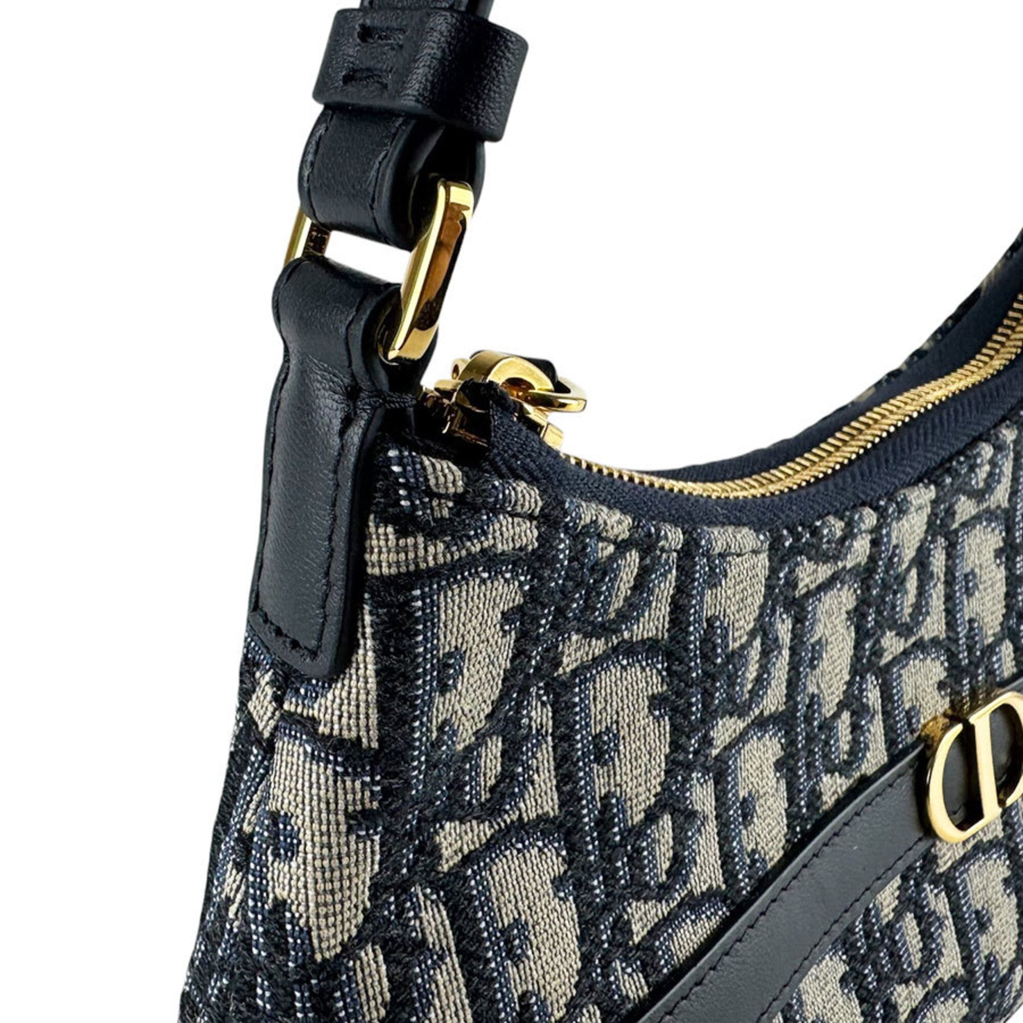 Christian Dior Navy Canvas Leather Shoulder Bag (Pre-Owned)