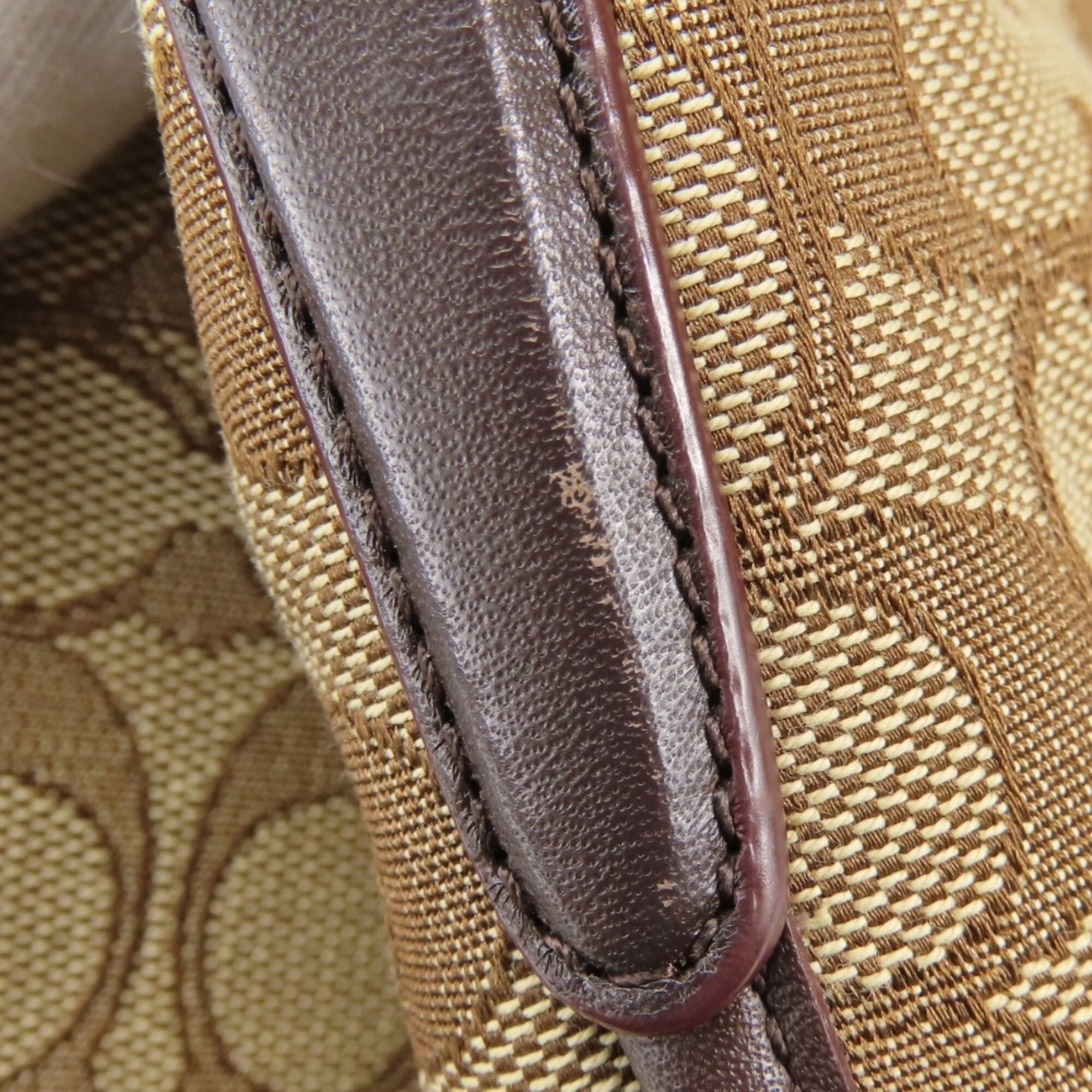 Coach Beige Brown Signature Line Tote Bag (Pre-Owned)
