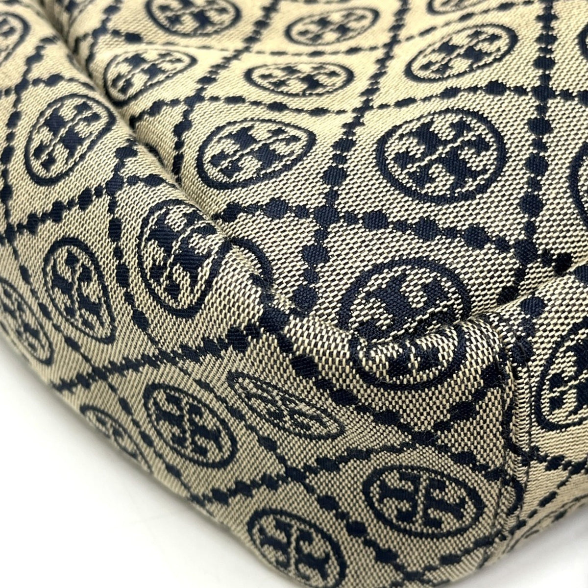 Tory Burch Navy Canvas Handbag Tote Bag (Pre-Owned)