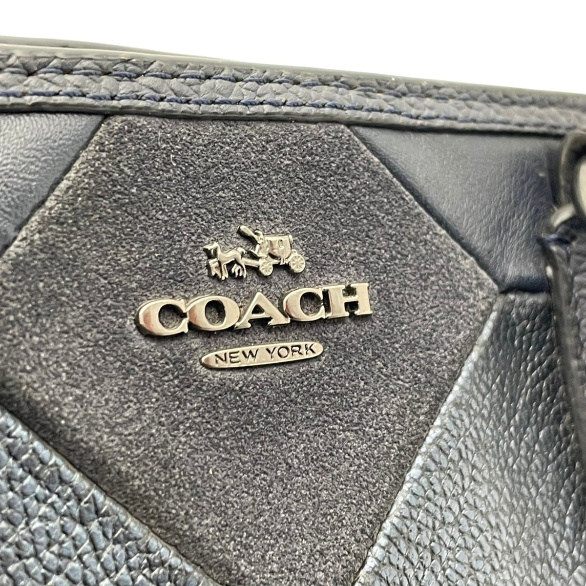 Coach Navy Leather Handbag Shoulder Bag Tote Bag (Pre-Owned)