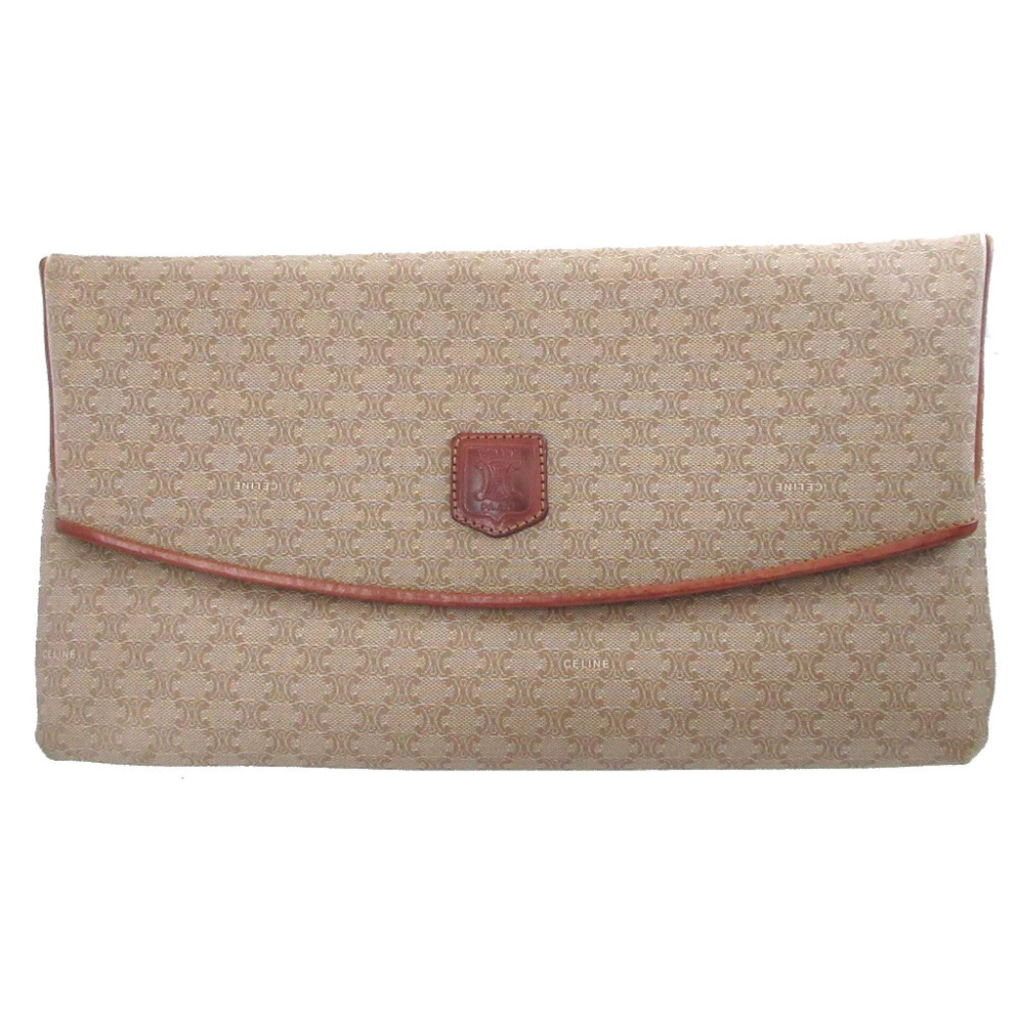 Celine Beige Brown Pvc Leather Clutch Bag (Pre-Owned)