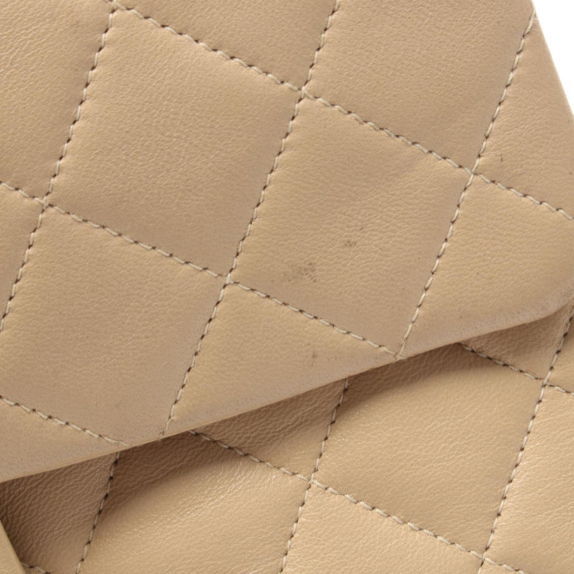 Chanel Beige Leather Handbag Shoulder Bag (Pre-Owned)