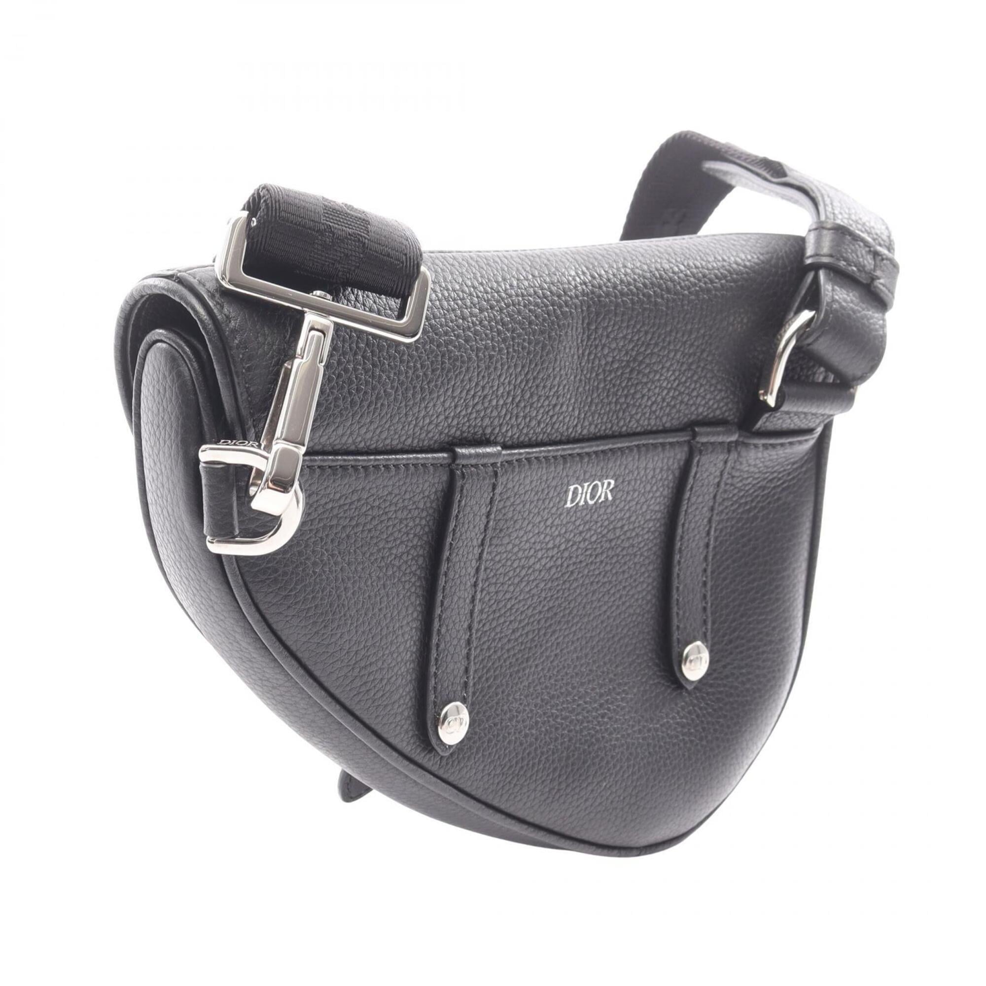 Christian Dior Black Leather Saddle Bag Shoulder Bag (Pre-Owned)