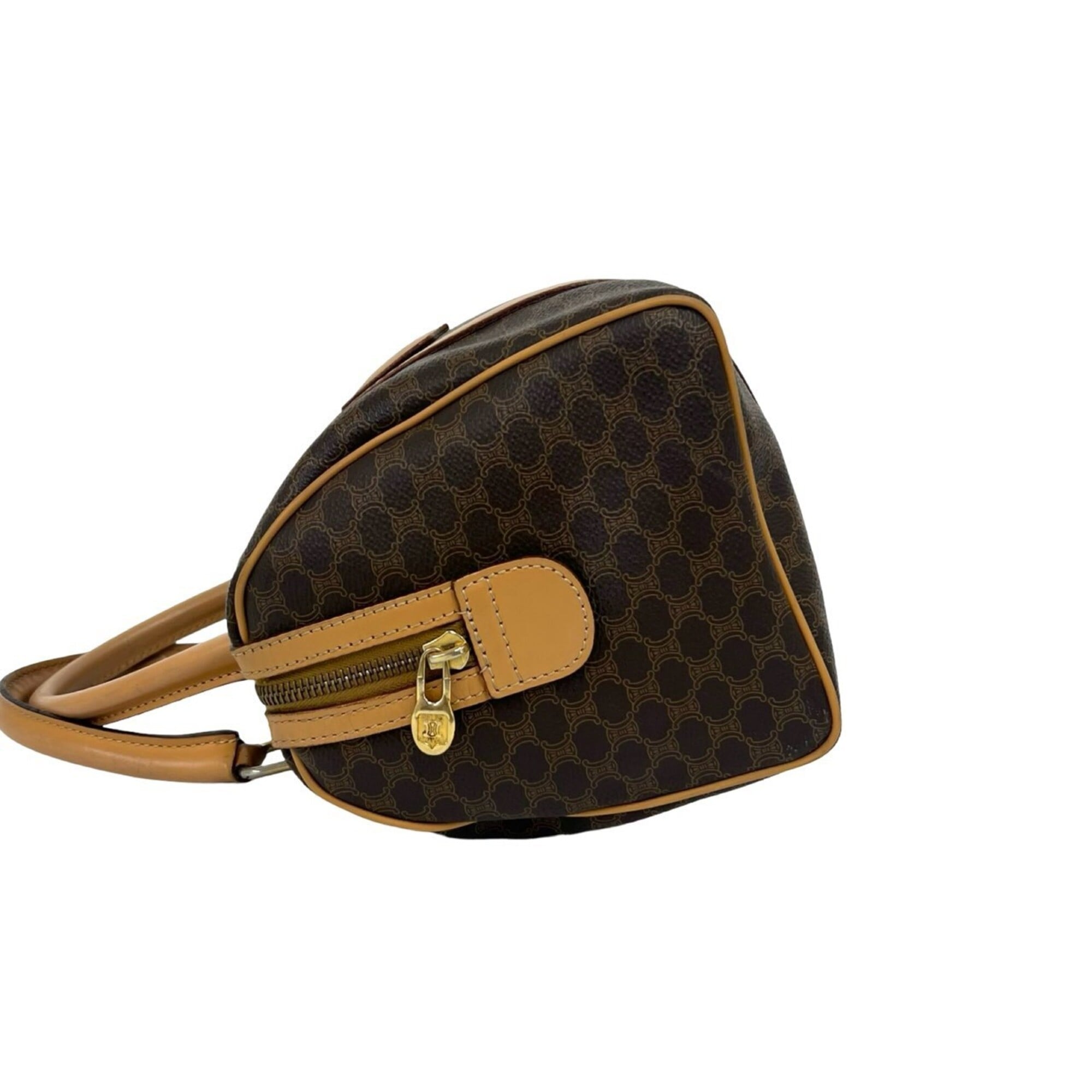 Celine Brown Leather Pvc Boston Bag Handbag (Pre-Owned)