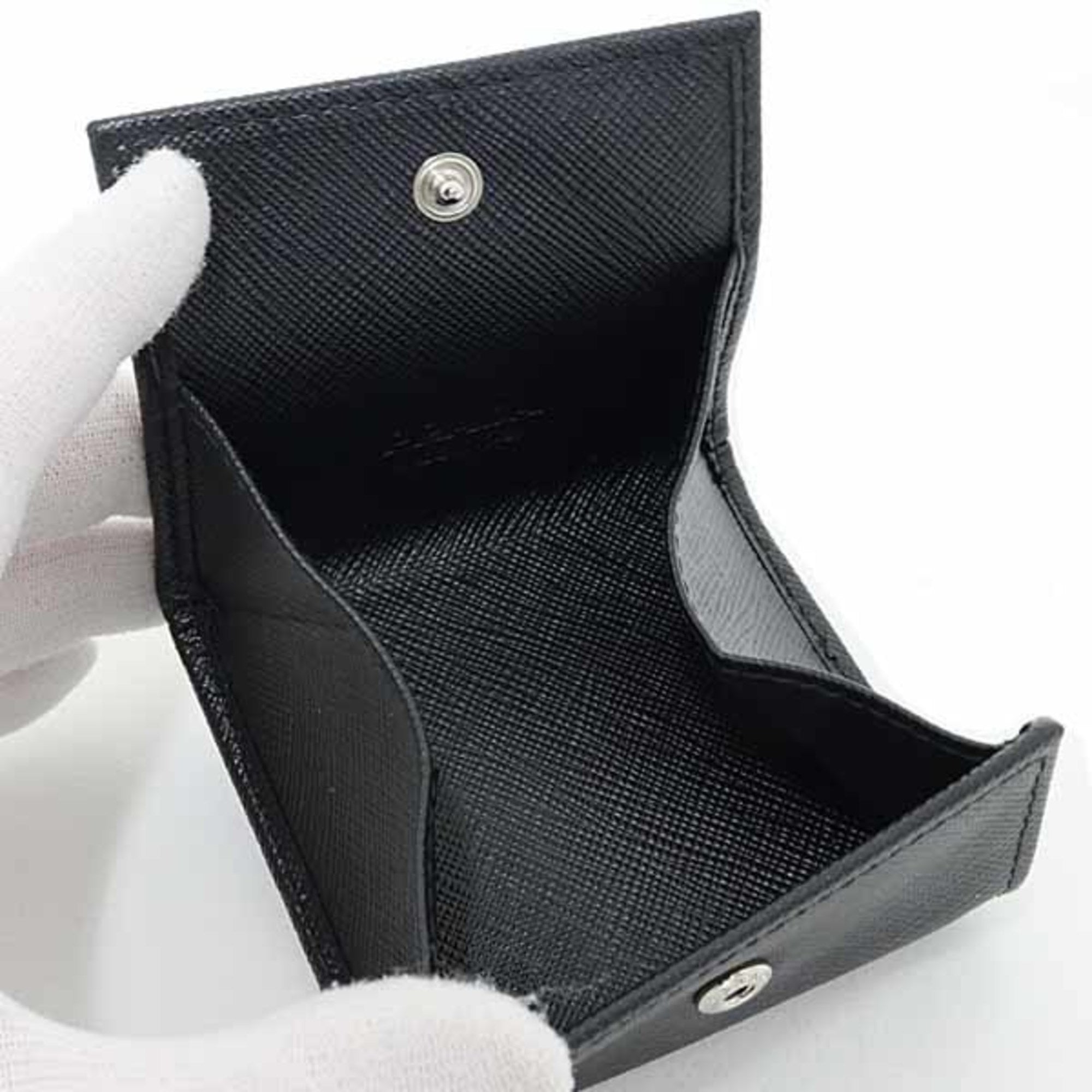 Prada Black Saffiano Triangle Coin Purse/Coin Case (Pre-Owned)