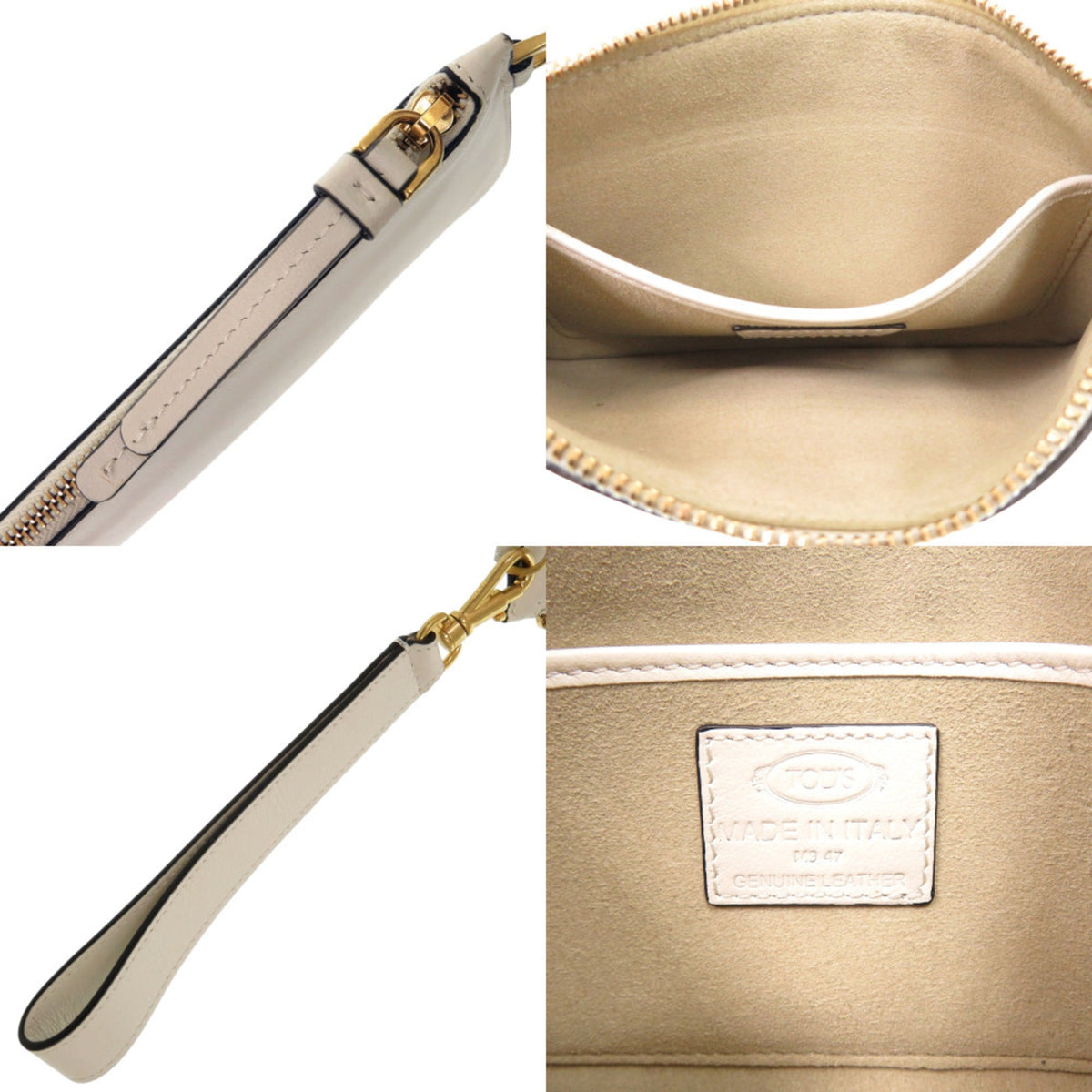 Tod's Ivory Leather Metal Leather Pouch (Pre-Owned)