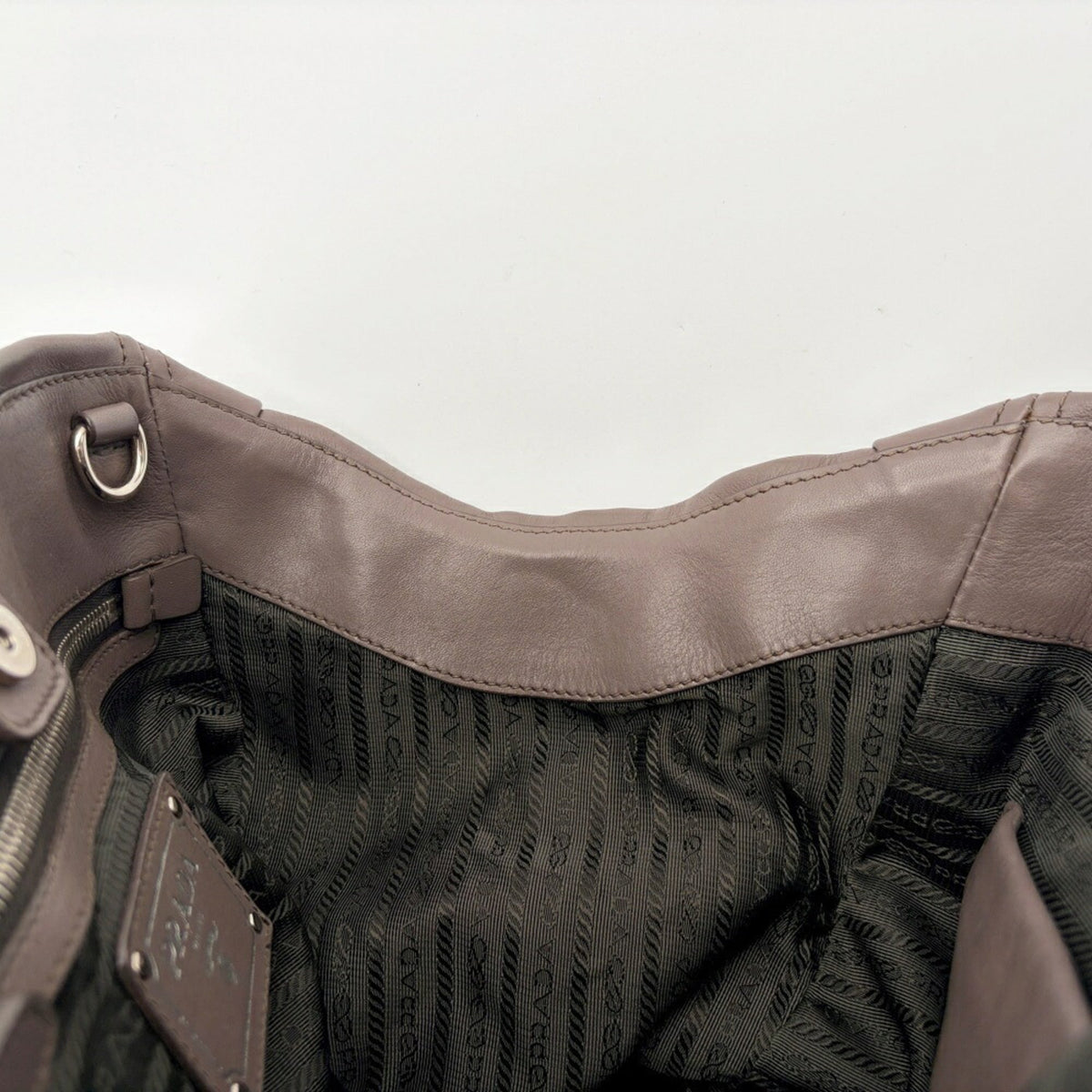 Prada Dark Gray Grayish Leather Tote Bag (Pre-Owned)